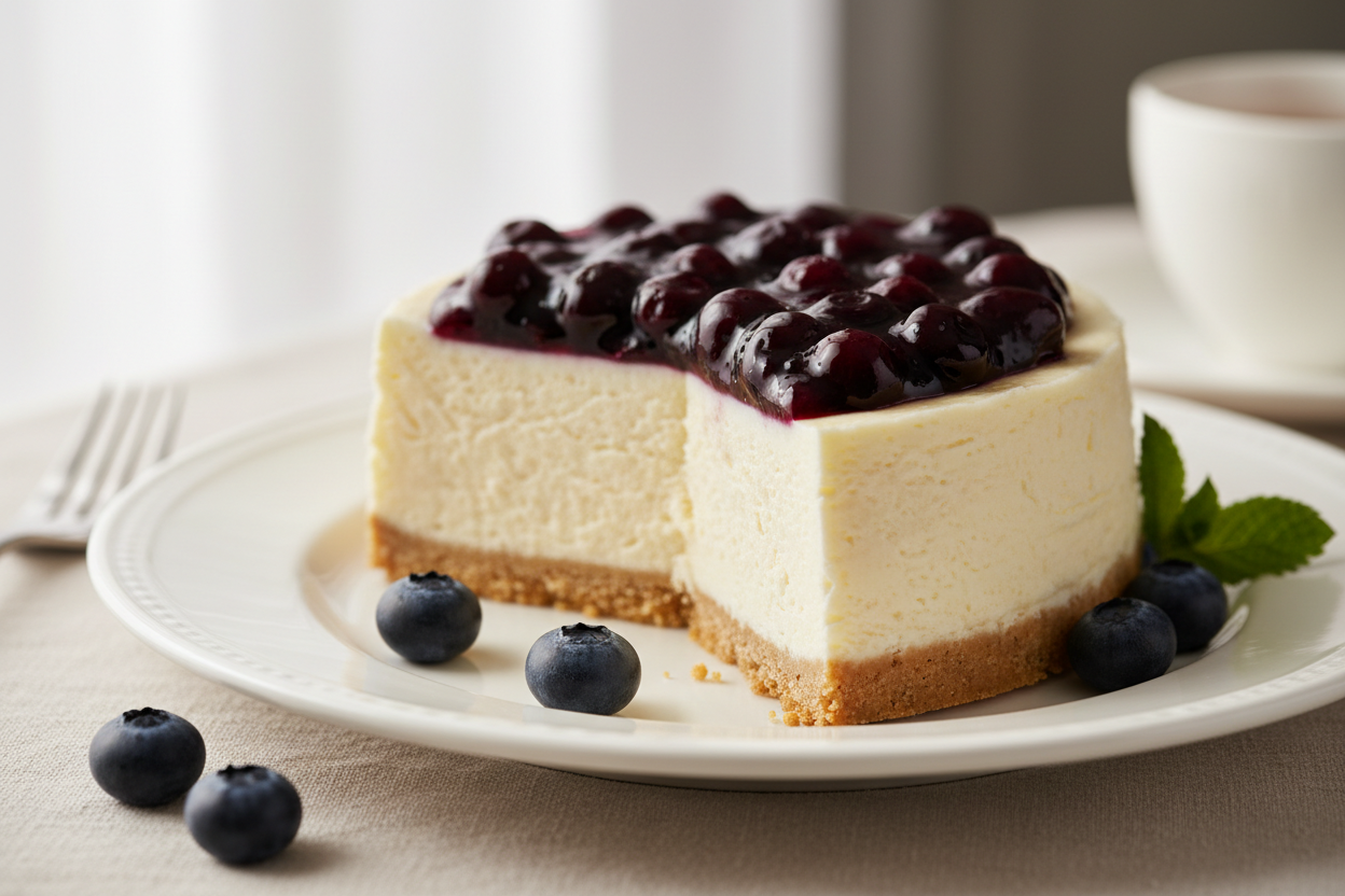 🍰 1.5 LBS ka Creamy, Fruity Cheesecake Treat! Yeh Masoom's Bakery ka classic Blueberry Cheesecake hai. Isme hai buttery crust, rich, smooth cream cheese filling, aur upar se sweet-tart blueberry compote ki layer. Smooth, soft, fruity, aur tea-time ke liye ek dam perfect!

⚠️ Delivery Note

This product is available for delivery in Lahore only.

🎁 Includes:

1.5 LBS (Approx. $0.68 \text{ kg}$) of rich, smooth cheesecake.

Buttery crust and tangy cream cheese filling.

From Masoom Bakers Lahore
