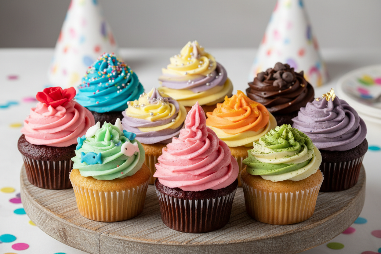 10 alag alag flavors aur designs ke colourful Cup Cakes ka bara set! Party mein har kisi ki apni pasand ka mithaas. Yeh cup cakes clean, convenient, aur mazedaar hote hain.

🎁 Includes:

10 individual cup cakes
Assortment of popular flavors and colorful frosting
Ideal for mid-sized gatherings
From Delizia Bakers Karachi

🥳 Perfect For:

Kids' Parties, School Events, Office Celebrations, ya jab aapko fun aur individual servings chahiye ho.