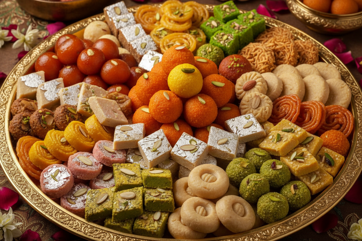 ✨ 10 KG ka Bada, Assorted, aur Luxurious Mix Mithai Platter! Yeh selection Best Vendors ki taraf se carefully curated kiya gaya hai, jismein Har Tarah ki Pasand ka khayal rakha gaya hai. Ismein soft, juicy sweets (like Gulab Jamun/Laddoo) aur dry, rich treats (like various Barfis, Peda, etc.) ka behtareen combination hota hai. High-quality ingredients aur traditional recipes ka istemaal kiya gaya hai. Variety, Quality, aur Quantity ka Shandaar Combination!

⚠️ Delivery Note

This product is sourced from our