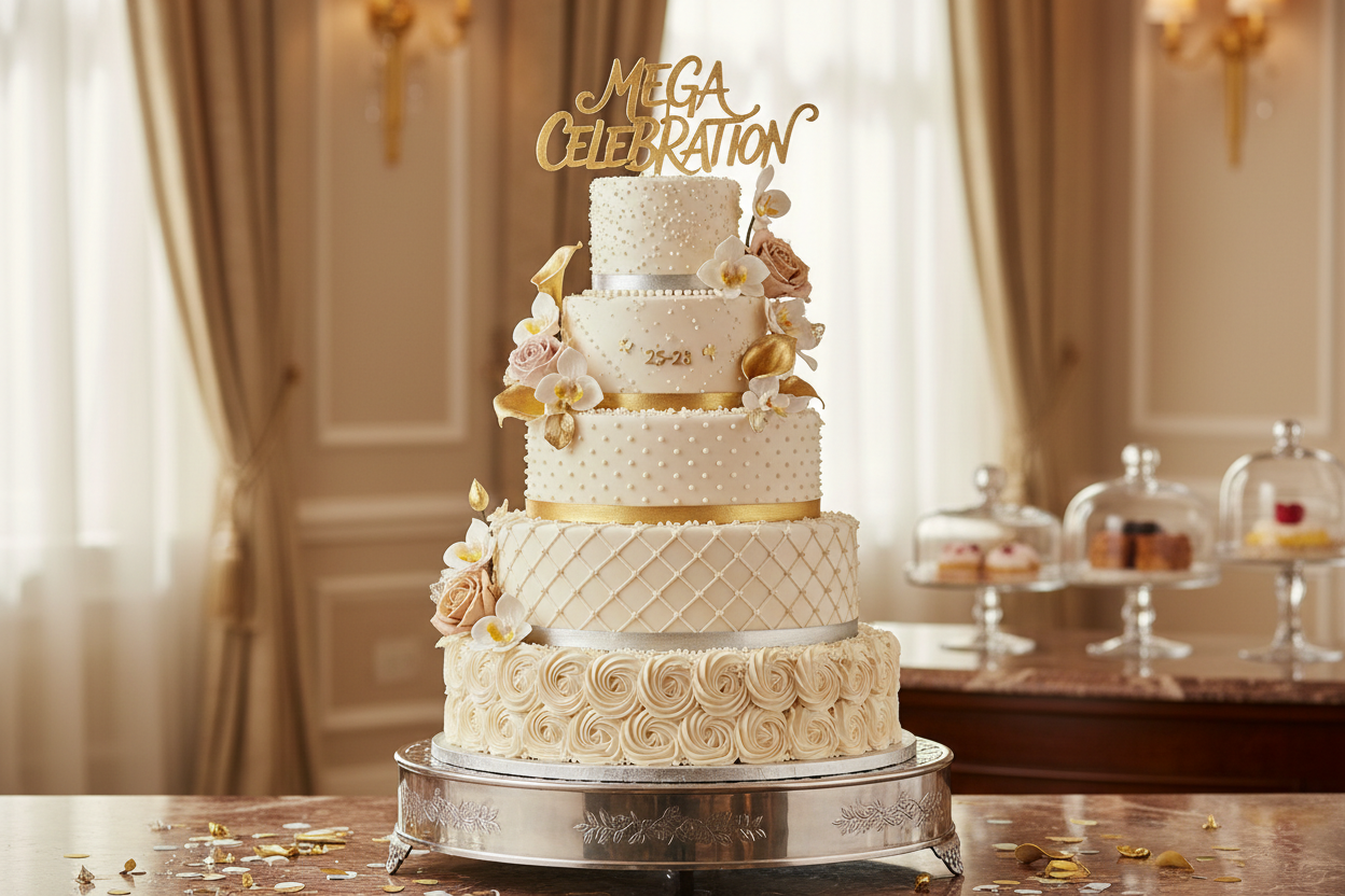 🎉 12 LBS ka Mega Celebration Indulgence! Yeh Ramada Hotel (Islamabad/Pindi) ka sabse bada size Custom Cake hai. Yeh cake 25 se 28 logon ko serve karne ke liye perfect hai, making it ideal for very large gatherings like wedding receptions, major anniversaries, ya grand corporate events.

Isme aap next page par Ramada Hotel ki available flavor options (jaise Chocolate Fudge, Red Velvet, Nutella, etc.) choose kar sakte hain, aur special design ya theme requests bhi ki ja sakti hain From Ramada Hotel ISB/PINDI