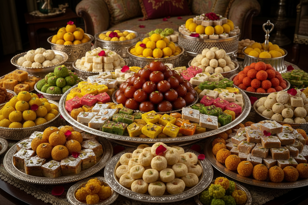 ✨ 15 KG ka Grand, Assorted, aur Luxurious Mix Mithai Platter! Yeh massive selection Best Vendors ki taraf se carefully curated kiya gaya hai, jismein Har Tarah ki Pasand ka khayal rakha gaya hai. Ismein soft, juicy sweets (like Gulab Jamun/Laddoo) aur dry, rich treats (like various Barfis, Peda, etc.) ka behtareen combination hota hai. High-quality ingredients aur traditional recipes ka istemaal kiya gaya hai. Variety, Quality, aur Quantity ka Ultimate Combination—Truly Grand!

⚠️ Delivery Note

This produc