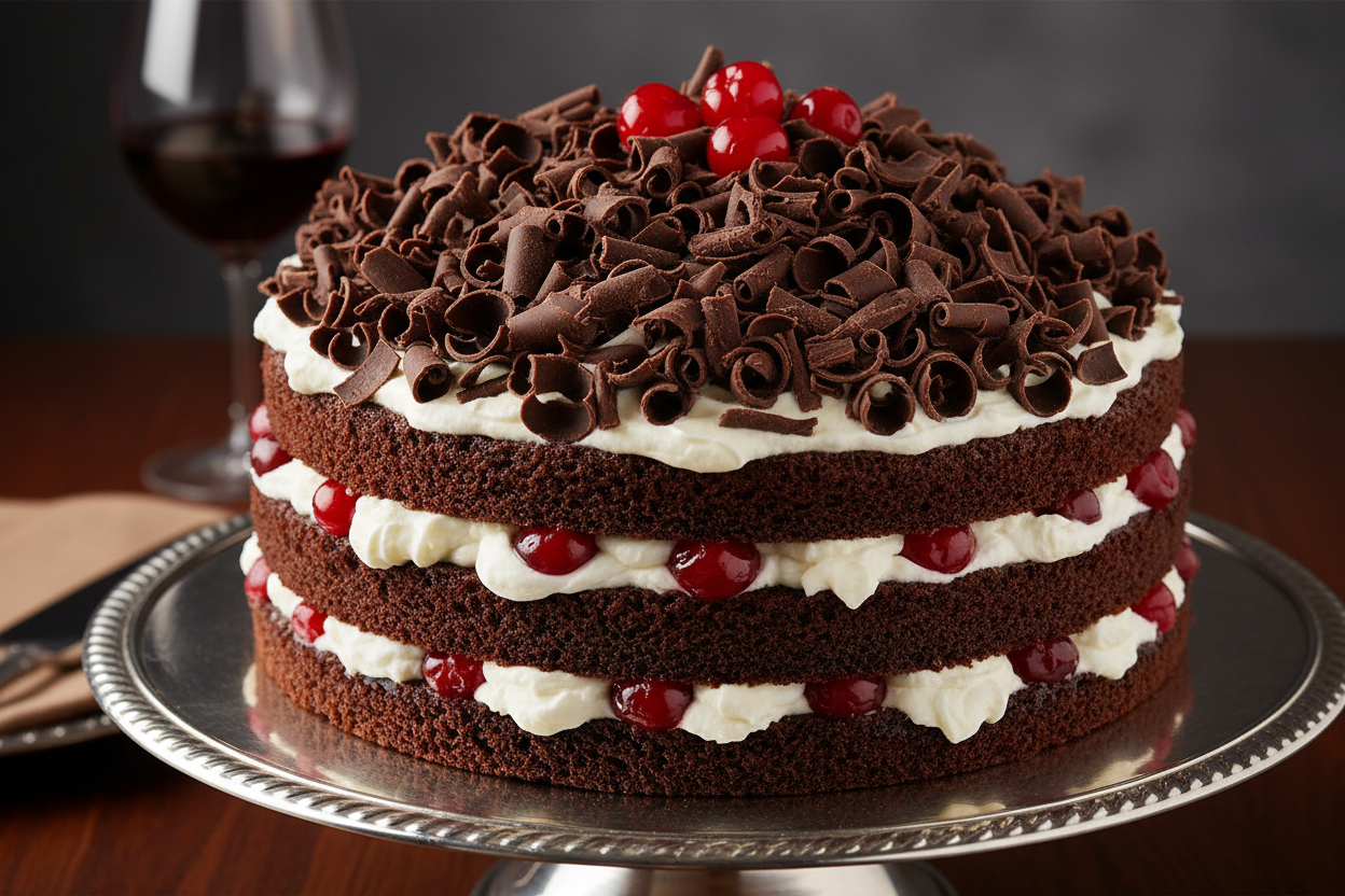 🎩 2.2 LBS ka Classic Chocolate-Cherry Delight! Yeh Kitchen Cuisine (Islamabad/Pindi) ka signature Black Forest Cake hai. Isme moist chocolate sponge layers ko fresh whipped cream, sweet preserved cherries, aur dark chocolate shavings ki generous layers se stack kiya gaya hai. Rich, soft, indulgent, aur har chocolate lover ki favourite!



⚠️ Delivery Note



This product is available for delivery in Islamabad / Rawalpindi (ISB/PINDI) only.



🎁 Includes:



2.2 LBS (Approx. $1.0 \text{ kg}$) of moist choc