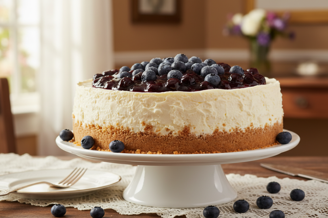 🍰 2.2 LBS ka Creamy Berry Delight! Yeh Kitchen Cuisine (Islamabad/Pindi) ka special Blueberry Cheesecake hai. Isme hai buttery graham cracker crust, rich, smooth, aur tangy cream cheese filling, aur upar se sweet Blueberry compote aur fresh blueberries ki generous topping. Soft, creamy, fruity, aur har cheesecake lover ke liye ek indulgent treat!



⚠️ Delivery Note



This product is available for delivery in Islamabad / Rawalpindi (ISB/PINDI) only.



🎁 Includes:



2.2 LBS (Approx. $1.0 \text{ kg}$) of