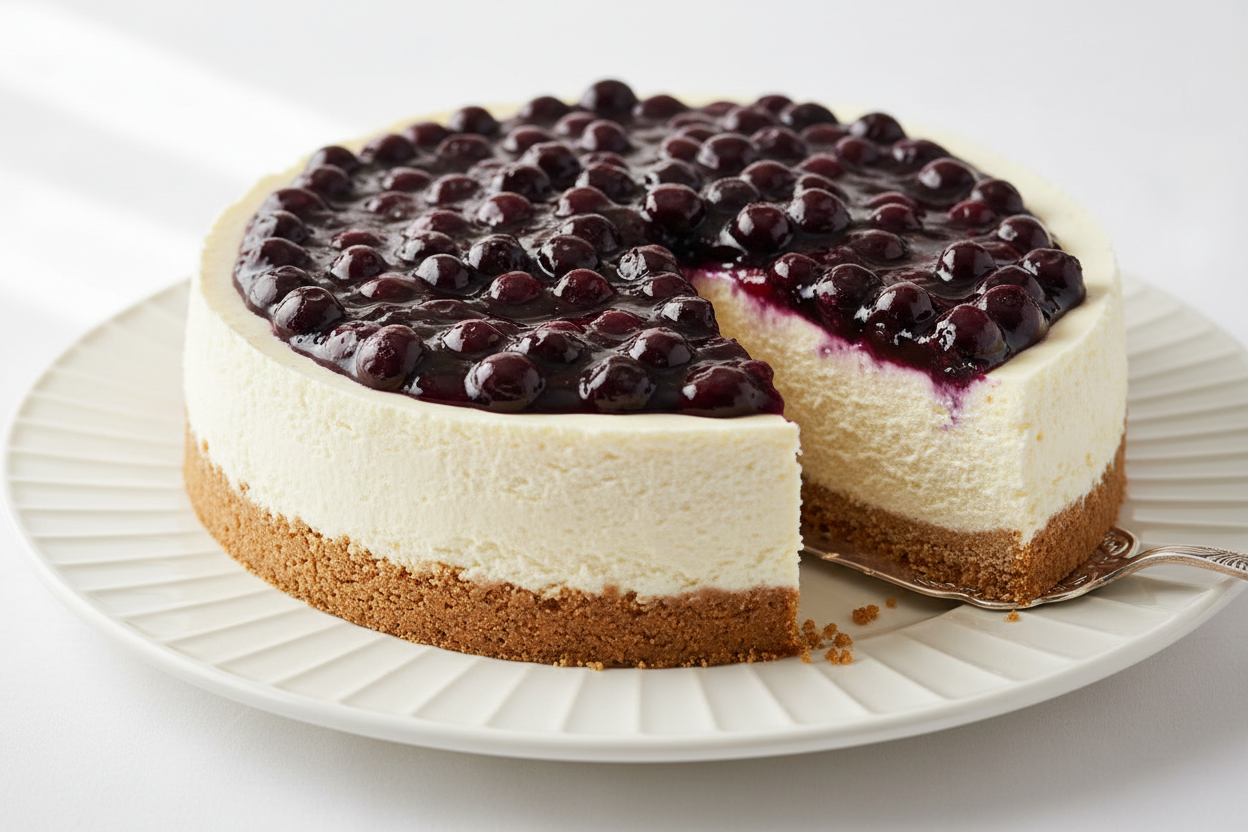 🍰 2.2 LBS ka Creamy, Fruity Cheesecake Dream! Yeh cake Kitchen Cuisine ka smooth aur tangy cheesecake hai. Isme hai buttery crust, rich cream cheese filling, aur upar se sweet-tart blueberry compote ki thick layer. Smooth, soft, fruity, aur ek dam perfect balance!

⚠️ Delivery Note

This product is available for delivery in Lahore, Islamabad, and Rawalpindi only.

🎁 Includes:

2.2 LBS (Approx. $1.0 \text{ kg}$) of rich, baked or unbaked cheesecake.

From Kitchen Cuisine Lahore
