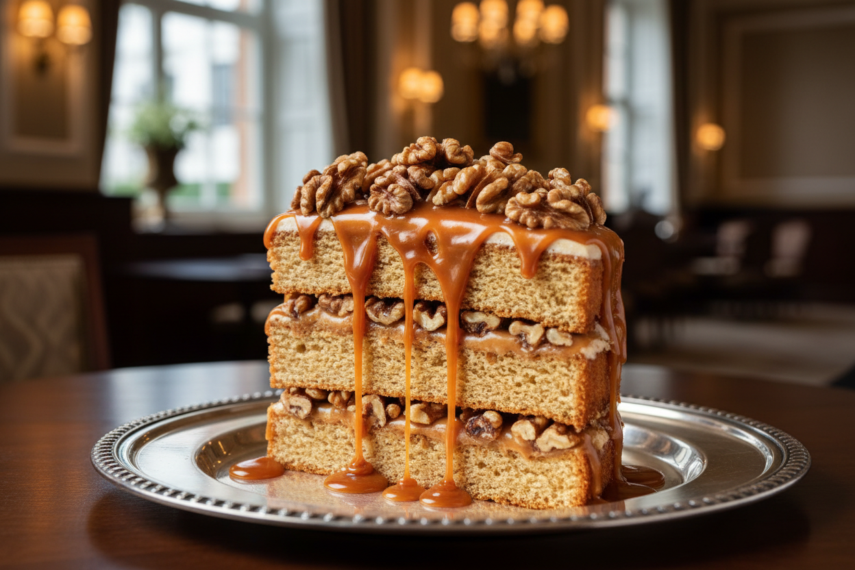 💥 2.2 LBS ka Crunchy aur Nutty Fusion! Yeh Avari Hotel ka unique creation hai, jisme cake ki softness ko Walnut Pie ke rich, nutty flavor aur crunch se combine kiya gaya hai. Moist cake layers ke beech mein sweet, sticky caramel ya toffee aur crunchy walnuts ki generous filling hoti hai. Crunchy, soft, nutty, aur ek dam naya!

⚠️ Delivery Note

This product is available for delivery in Lahore only.

🎁 Includes:

2.2 LBS (Approx. $1.0 \text{ kg}$) of moist cake.

From Avari Hotel Lahore
