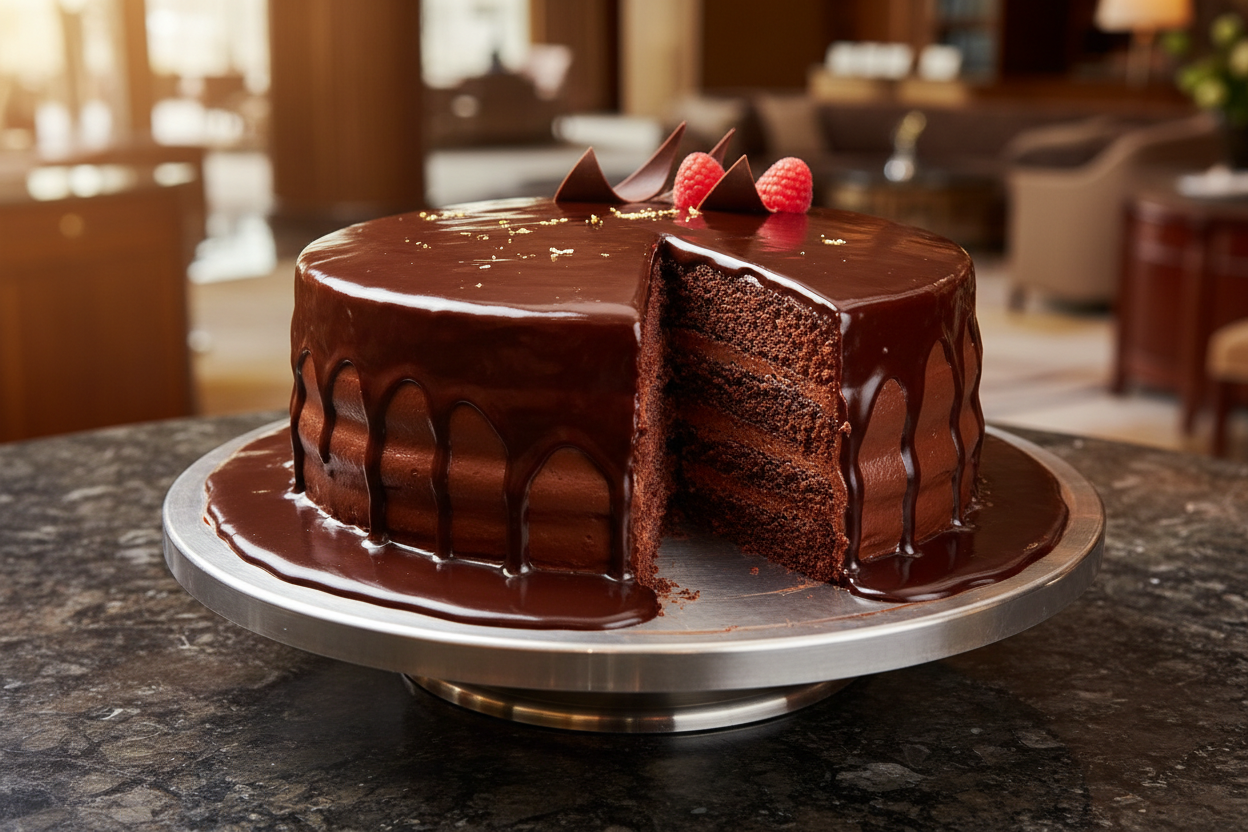 💥 2.2 LBS ka Moist Chocolate Indulgence! Yeh Ramada Hotel ka signature Chocolate Syrup Cake है. Moist, rich chocolate sponge layers, jise chocolate ganache se cover karke dark chocolate syrup ya glaze se generously soak kiya gaya hai. Iski speciality hai iska extra soft aur moist texture due to the syrup. Soft, moist, decadent, aur har chocolate lover ki treat!

⚠️ Delivery Note

This product is available for delivery in Lahore only.

From Ramada Hotel Lahore
