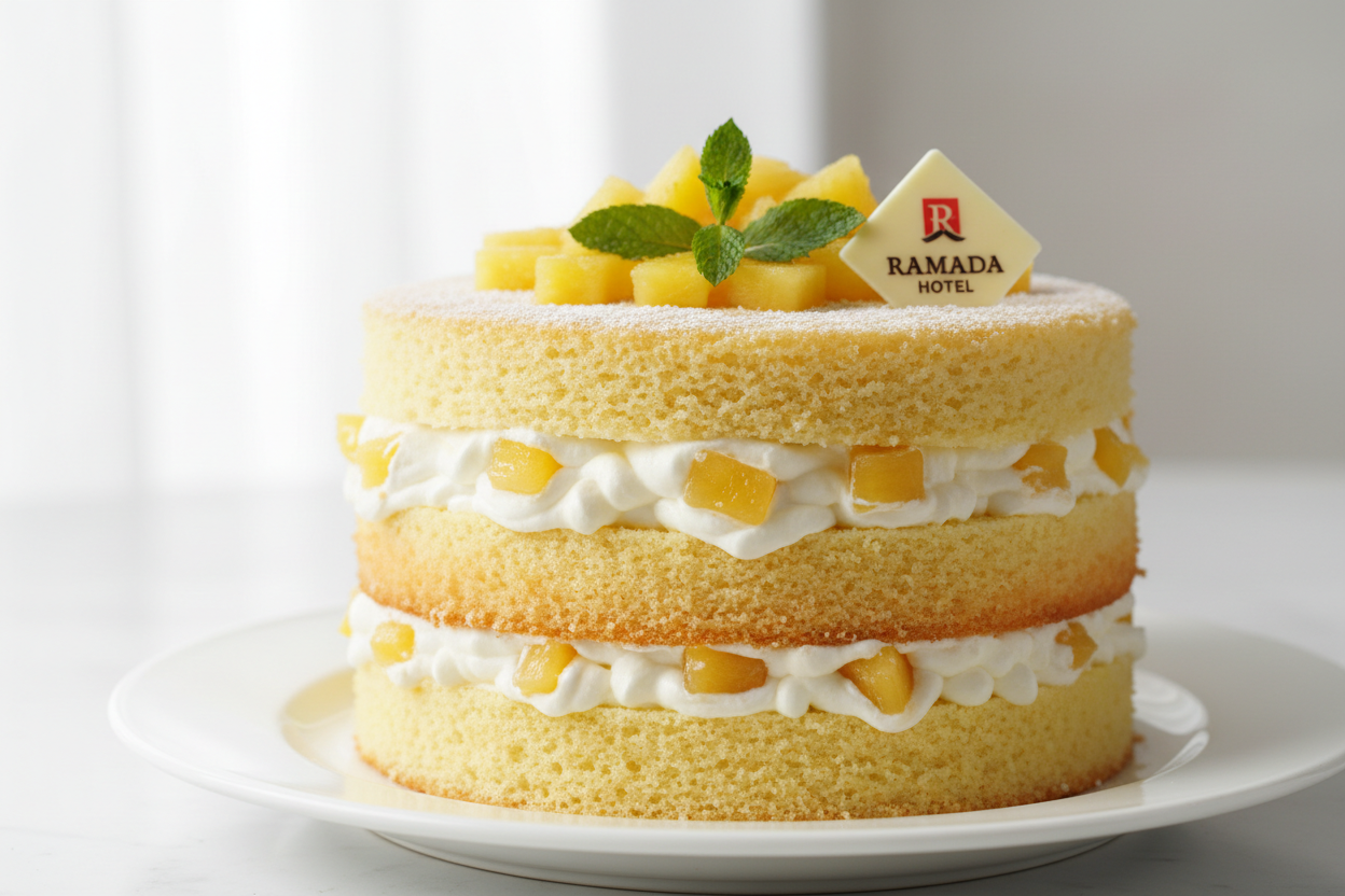 ✨ 2.2 LBS ka Refreshing Tropical Delight! Yeh Ramada Hotel ka classic Pineapple Cake hai. Light, fluffy sponge layers, jise sweet cream aur juicy Pineapple chunks ki generous filling se layered kiya gaya hai. Soft, moist, fruity, aur har bite mein refreshing tang!

⚠️ Delivery Note

This product is available for delivery in&nbsp;Lahore only.

🎁 Includes:

2.2 LBS (Approx. $1.0 \text{ kg}$) of light, moist sponge cake.

Sweet cream and generous pineapple pieces filling.

From Ramada Hotel Lahore
