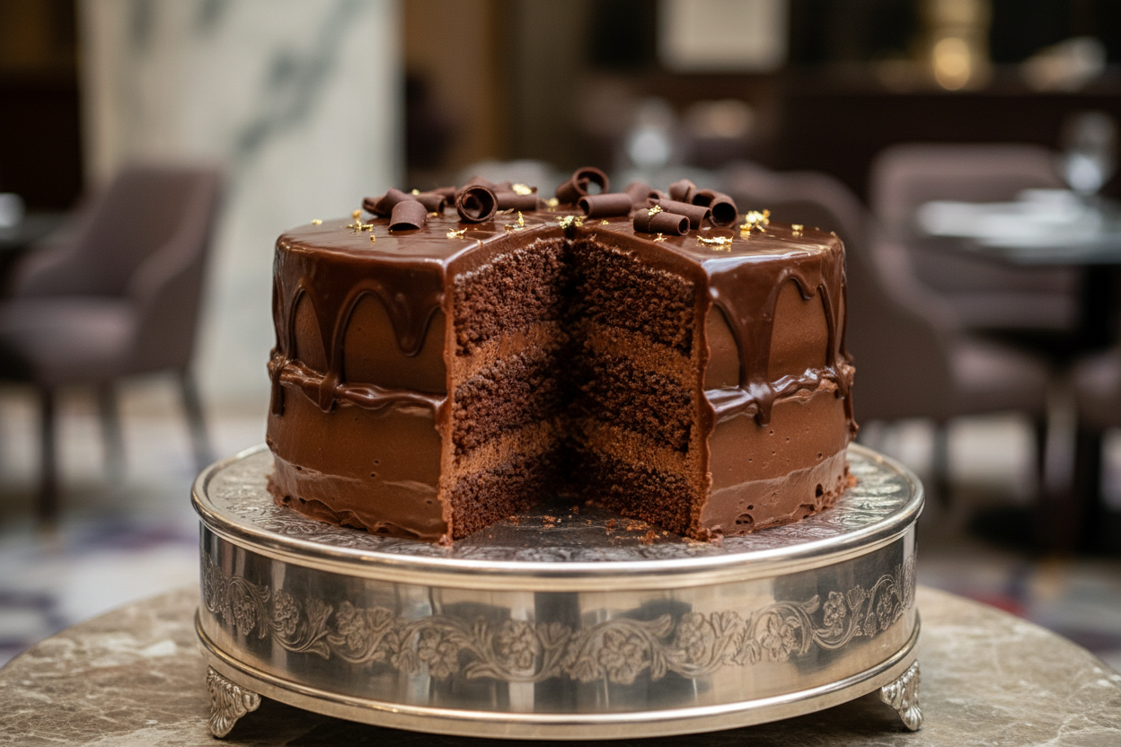 💥 2.2 LBS ka Rich Fudge Indulgence! Yeh Avari Hotel ka signature Chocolate Fudge Cake hai—bohat hi rich, moist, aur decadent. High-quality chocolate sponge layers ko velvety smooth dark chocolate fudge frosting se cover kiya gaya hai. Soft, chocolatey, indulgent, aur har chocolate lover ki first choice!

⚠️ Delivery Note

This product is available for delivery in Lahore only.

🎁 Includes:

2.2 LBS (Approx. $1.0 \text{ kg}$) of rich, moist, fudgy chocolate cake.

From Avari Hotel Lahore