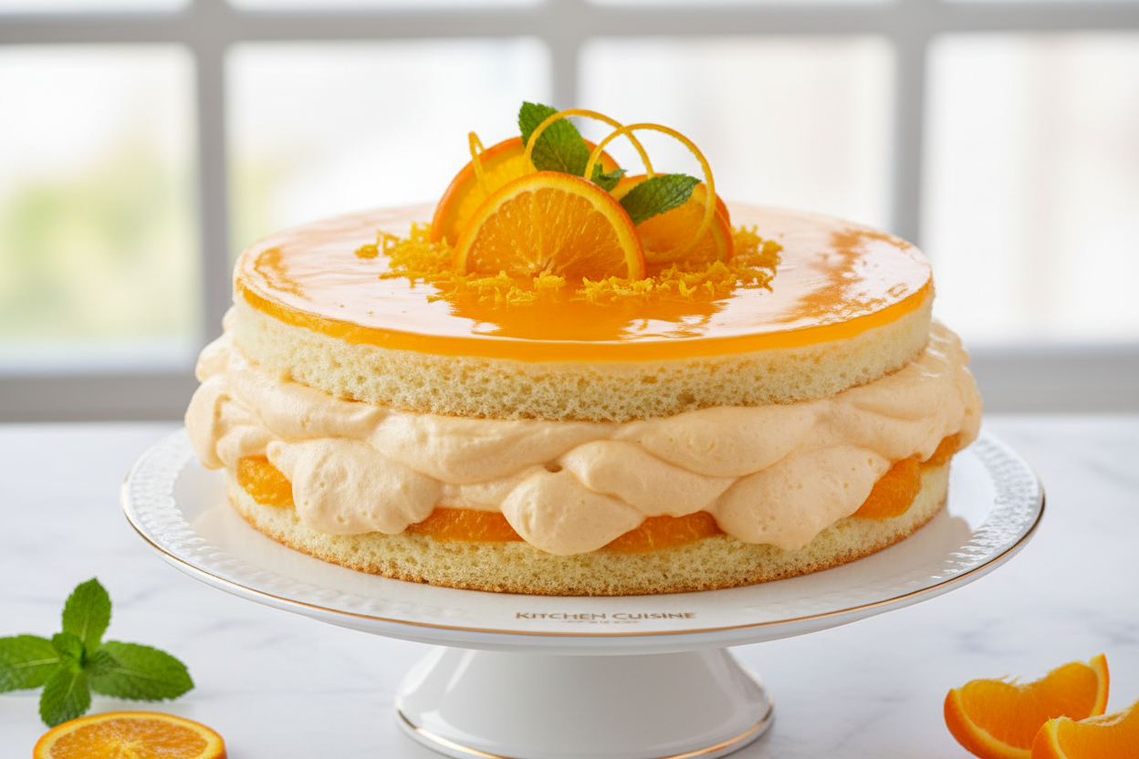 ✨ 2.2 LBS ka Zesty aur Cloud-Like Delight! Yeh cake Kitchen Cuisine ka light aur refreshing creation hai. Thin sponge layers ke beech mein feathery-light, tangy Orange Mousse ki thick filling hoti hai, jise fresh orange glaze se top kiya jata hai. Soft, creamy, zesty, aur har bite mein summer ka mazza!

⚠️ Delivery Note

This product is available for delivery in Lahore, Islamabad, and Rawalpindi only.

🎁 Includes:

From Kitchen Cuisine Lahore
