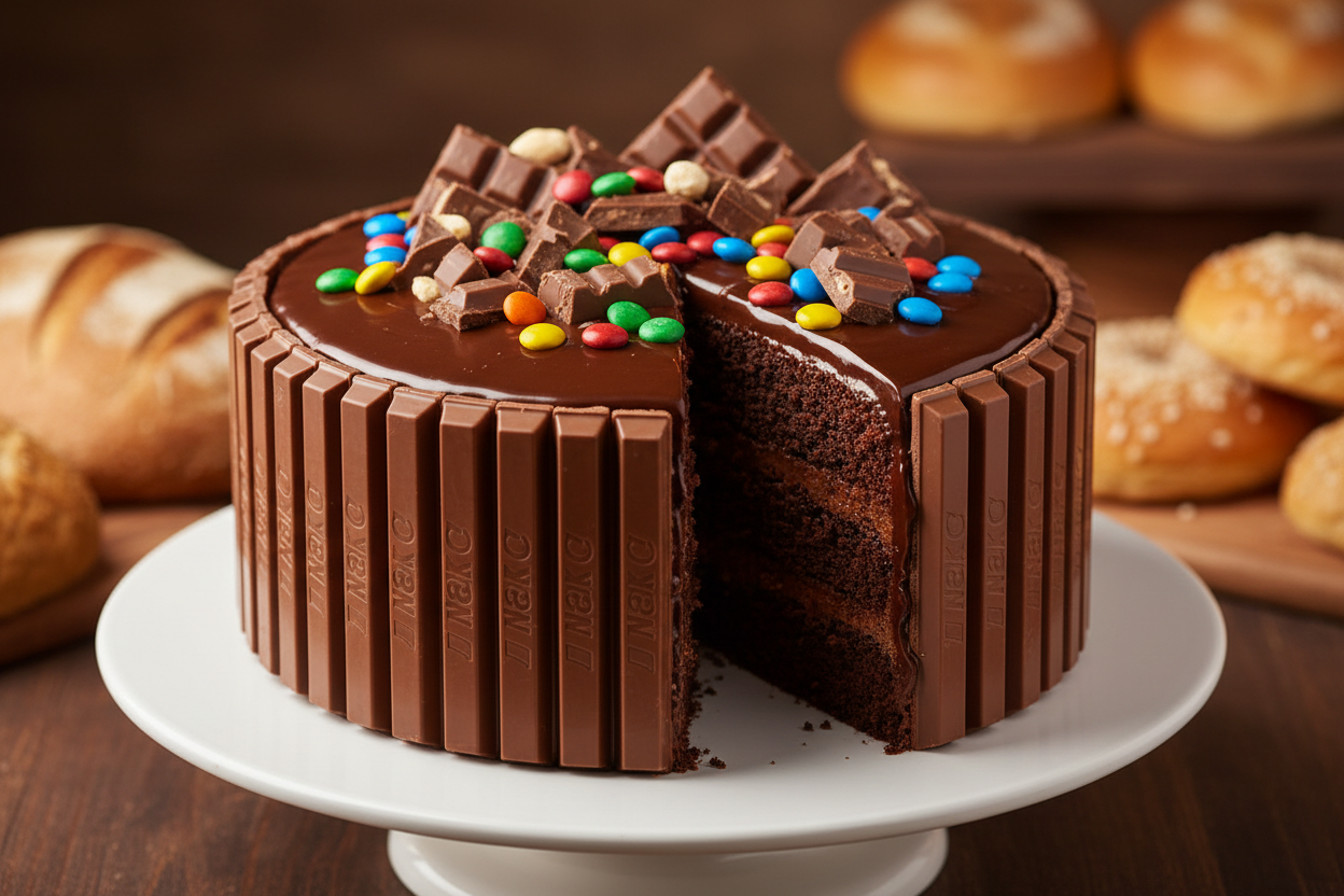 💥 2.5 LBS ka Crunchy Chocolate Fun! Yeh Layers Bakery ka ultimate KitKat Cake hai, jo visually stunning aur taste mein ek dam mazedaar hai. Moist chocolate sponge layers, rich chocolate ganache se covered, aur poore cake ko KitKat bars se surround kiya gaya hai. Upar se M&amp;Ms ya chocolate chunks ki filling. Crunchy, soft, indulgent, aur har KitKat fan ka dream!

⚠️ Delivery Note

This product is available for delivery in Lahore only.

From Layers Bake Shop Lahore
