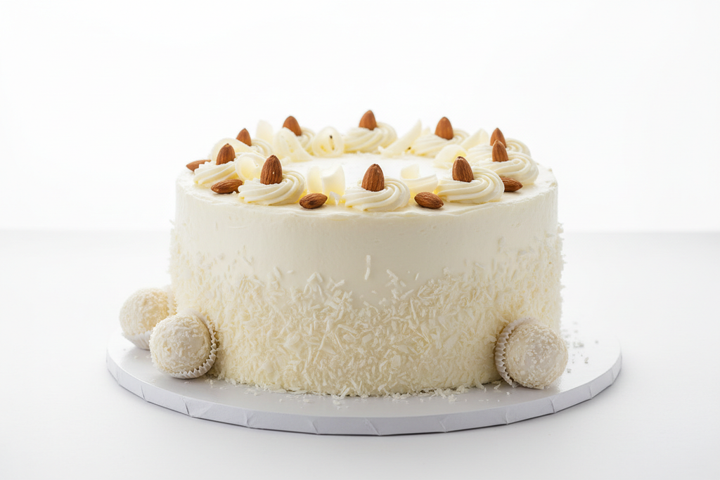 2.5 LBS ka Raffaello inspired coconut aur almond cake! Iska zaiqa halka, creamy aur nutty hota hai, bilkul Raffaello chocolate ki tarah. Coconut lovers aur un logon ke liye yeh ek luxurious aur light dessert hai.

🎁 Includes:

2.5 LBS (Approx. 1.1 kg) of cake with coconut and almond flavors
Light, creamy, and elegant flavor profile
Free custom message piping
From Delizia Bakers Karachi

🌴 Perfect For:

Elegant Parties, White Theme Events, Coconut Lovers, ya jab aapko luxurious aur halka cake chahiye