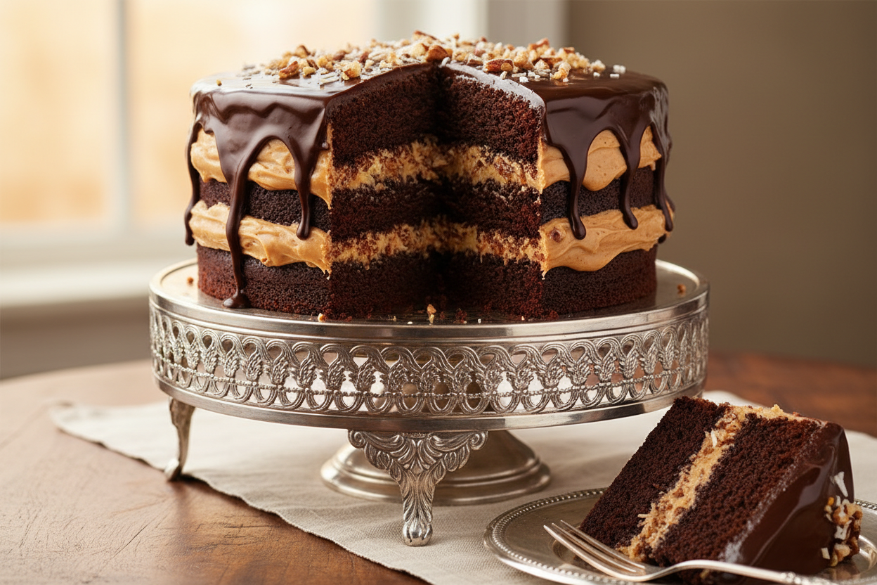 💥 2.5 LBS ka Rich German Indulgence! Yeh Layers Bakery ka specialty German Fudge Cake hai. Isme moist chocolate layers ke beech rich coconut aur pecan/walnut fudge filling hoti hai. Upar se thick chocolate frosting ya ganache. Moist, chocolatey, indulgent, aur unique nutty/coconutty texture!

⚠️ Delivery Note

This product is available for delivery in Lahore only.

🎁 Includes:

From Layers Bake Shop Lahore
