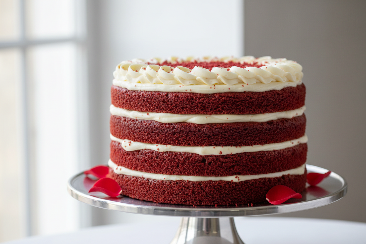 ✨ 2.5 LBS ka Royal Red Delight! Yeh Layers Bakers (Islamabad/Pindi) ka signature Red Velvet Cake hai.1 Isme soft, moist, aur light cocoa flavor wale vibrant red sponge layers ko tangy, rich cream cheese frosting ki thick, luxurious layers se stack kiya jata hai. Iska contrasting color aur creamy, velvety texture ise shadiyon aur khaas maukon ke liye perfect banata hai. Soft, moist, aur velvety smooth!





⚠️ Delivery Note



This product is available for delivery in Islamabad / Rawalpindi (ISB/PINDI) only.