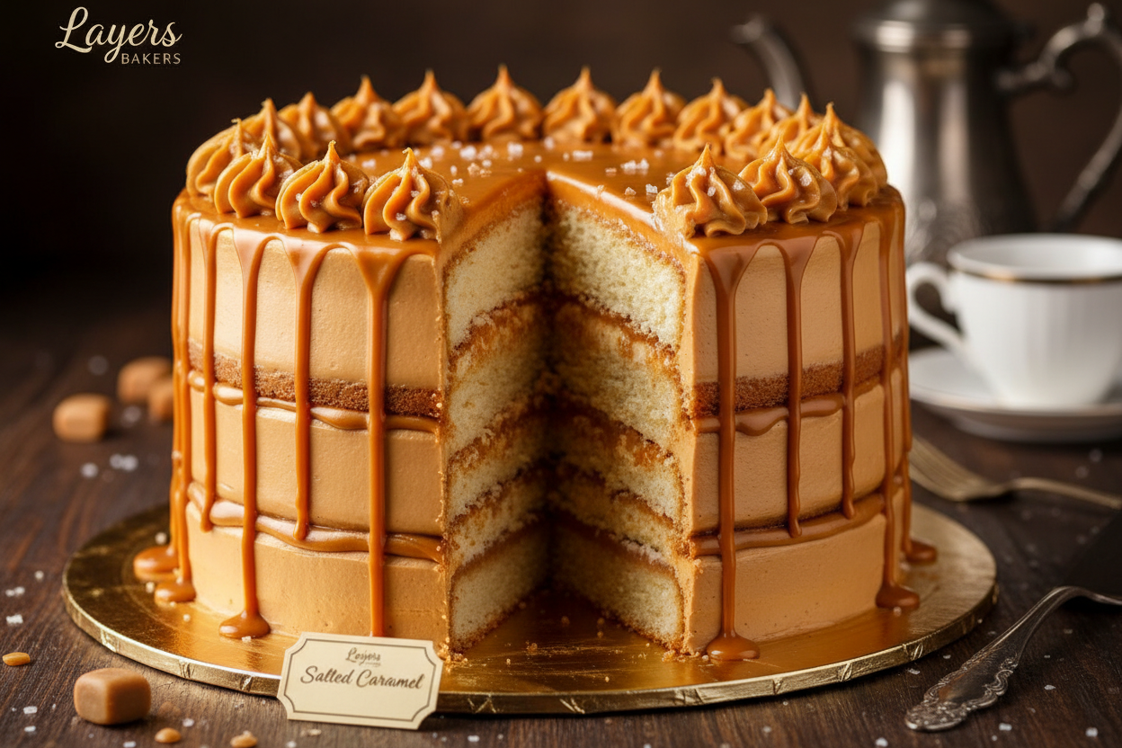 ✨ 2.5 LBS ka Sweet aur Savory Delight! Yeh Layers Bakers (Islamabad/Pindi) ka signature Salted Caramel Cake hai. Isme moist vanilla ya light caramel sponge layers ko creamy caramel buttercream aur rich salted caramel sauce ki generous layers se stack kiya jata hai. Salt aur sweet ka perfect balance ise sophisticated aur addictive banata hai. Soft, moist, creamy, aur uniquely flavorful!



⚠️ Delivery Note



This product is available for delivery in Islamabad / Rawalpindi (ISB/PINDI) only.



🎁 Includes:

