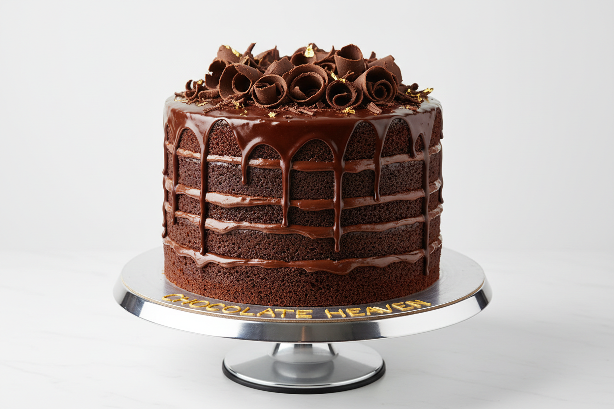 2.5 LBS ka ultimate Chocolate Heaven Cake! Yeh cake multiple layers of rich chocolate aur creamy ganache se bana hai. Iska naam iske zaiqe ki nishani hai—yeh aapko chocolate ki jannat mein le jayega.

🎁 Includes:

2.5 LBS (Approx. 1.1 kg) of intensely rich, multi-layered chocolate cake
Designed for maximum chocolate indulgence
Free custom message piping
Free greeting card &amp; delivery

From Delizia Bakers Karachi
