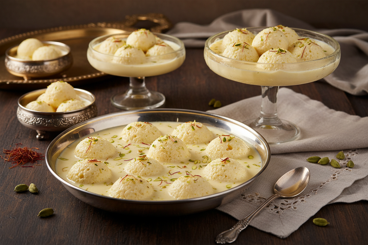 ✨ 2 Dozen ka Creamy, Aromatic, aur Elegant Dessert! Yeh Rasmalai ka selection Reputable Vendors ki taraf se curated kiya gaya hai, jo apni quality aur consistency ke liye jaane jaate hain. Rasmalai ek mashhoor Bengali sweet hai jismein soft, spongy cottage cheese (chenna) balls hote hain, jise sweetened, thick, saffron aur cardamom-flavored milk (ras) mein soak kiya jata hai. Upar se nuts (pistachios aur almonds) se garnish kiya jata hai. Soft, creamy, chilled, aur ek truly luxurious sweet indulgence!



⚠️