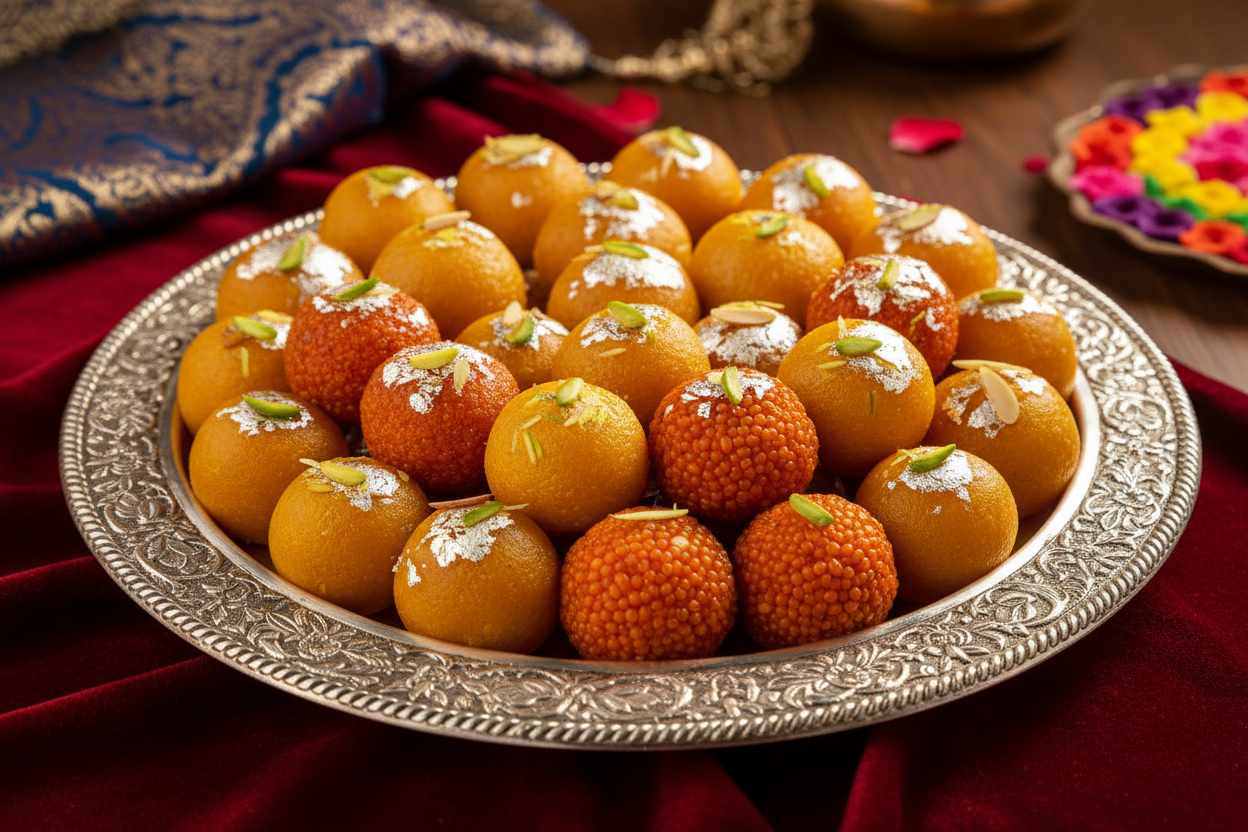 ✨ 2 KG ka Traditional, Round Sweet Delight! Yeh Ladoo ka selection Best Vendors ki taraf se curated kiya gaya hai, jo traditional Indian/Pakistani sweets ka ek essential part hai. Ladoo round balls ke shape mein hote hain aur alag-alag ingredients se banaye jaate hain (e.g., Motichoor Ladoo, Besan Ladoo, ya Boondi Ladoo). Har variety ka apna unique texture aur flavor hota hai, lekin sabhi ghee (clarified butter) aur sugar ke saath banaye jaate hain. Soft, flavorful, rich, aur har shubh mauke ke liye perfect