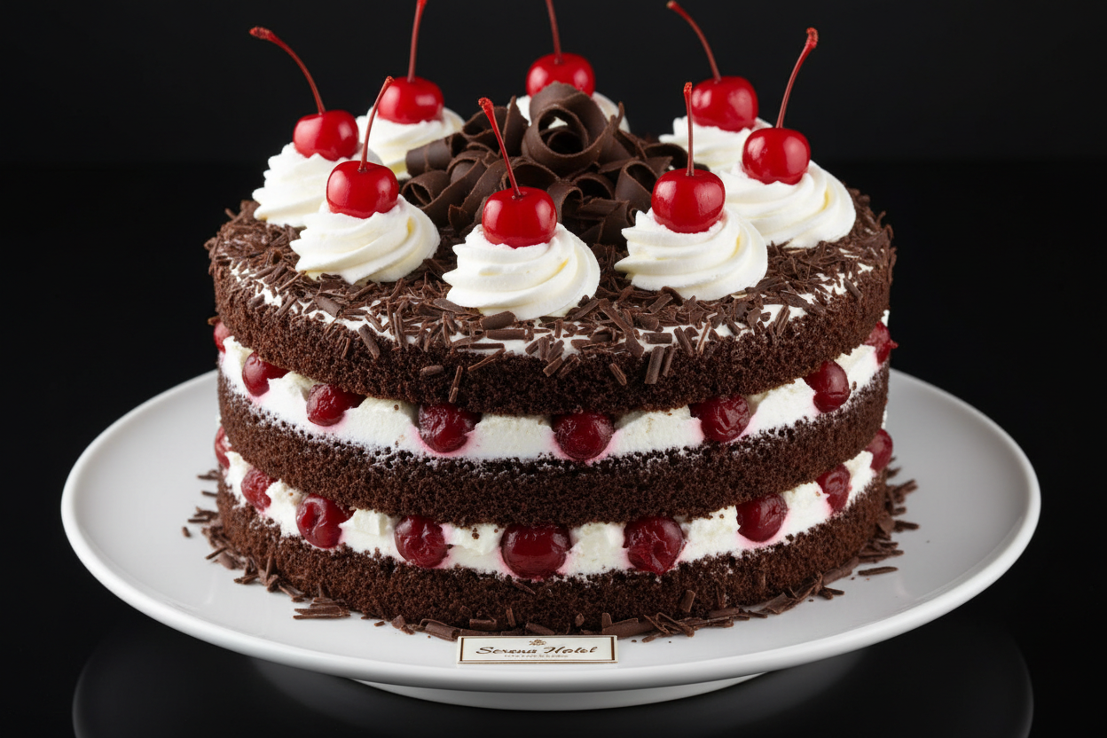 ✨ 2 LBS ka Classic Chocolate-Cherry Delight! Yeh Serena Hotel (Islamabad/Pindi) ka signature Black Forest Cake hai. Isme moist chocolate sponge layers ko fresh whipped cream, sweet preserved cherries, aur dark chocolate shavings ki generous layers se stack kiya gaya hai. Serena ki taraf se yeh cake high-quality, soft, aur balanced hota hai. Soft, moist, classic, aur har choti gathering ke liye perfect treat!



⚠️ Delivery Note



This product is available for delivery in Islamabad / Rawalpindi (ISB/PINDI) 