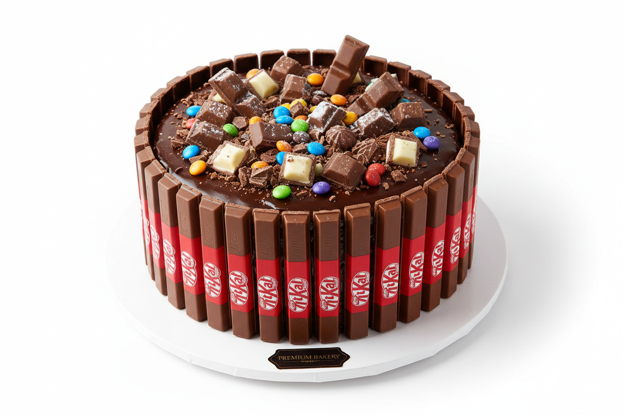 💥 2 LBS ka Crunchy Chocolate Fun! Yeh Bread and Beyond ka special Kit Kat Cake hai, jo visually appealing aur taste mein mazedaar hai. Moist chocolate sponge layers, rich chocolate ganache se cover kiya gaya hai, aur pure cake ko Kit Kat bars se surround kiya gaya hai. Upar se colourful toppings ya chocolate chunks ki filling hoti hai. Crunchy, soft, indulgent, aur har Kit Kat fan ka favourite!

⚠️ Delivery Note

This product is available for delivery in Lahore only.
From Bread and Beyond Lahore
