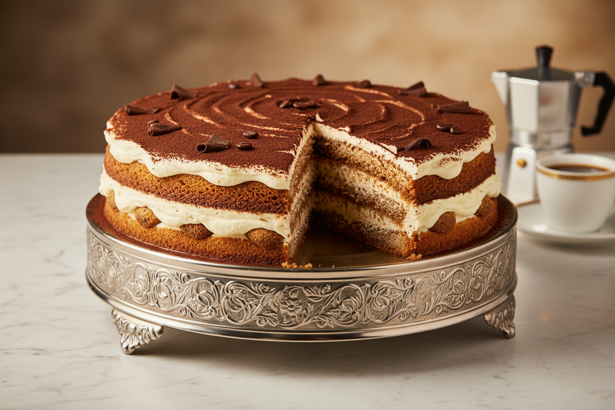 👑 2 LBS ka Italian Coffee Classic! Yeh Serena Hotel (Islamabad/Pindi) ka premium Tiramisu Cake है. Although traditionally a dessert, yeh cake version aksar light coffee-soaked sponge ya ladyfingers (cake form mein) ko rich, smooth mascarpone cream ki generous layers aur cocoa powder ki dusting se stack karta hai. Iska flavor strong coffee, sweet cream, aur subtle bitterness ka perfect blend hota hai. Soft, moist, aromatic, aur ek truly sophisticated treat!



⚠️ Delivery Note



This product is available f