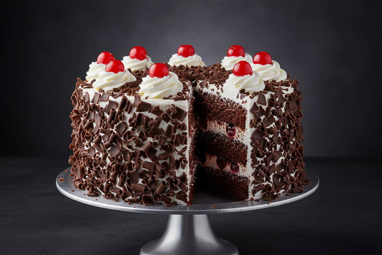 🎩 2 LBS ka Timeless Chocolate Classic! Yeh Bread and Beyond ka signature Black Forest cake hai. Moist chocolate sponge layers, jise fresh whipped cream, preserved cherries, aur dark chocolate shavings se generously layered kiya gaya hai. Rich, soft, indulgent, aur har chocolate lover ki favourite!

⚠️ Delivery Note

This product is available for delivery in Lahore only.

🎁 Includes:

2 LBS (Approx. $0.9 \text{ kg}$) of moist chocolate sponge.

Fresh whipped cream and cherry filling.

From Bread and Beyond