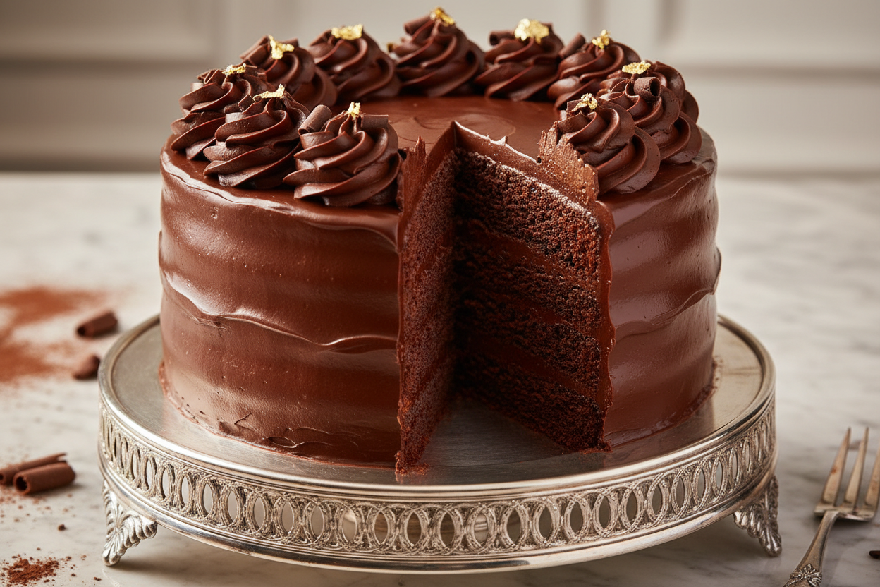 🍫 2 LBS ka ultimate Chocolate Fudge Cake! Yeh cake itna moist, dense, aur fudgy hai ke yeh har bite mein aapko pure chocolate indulgence dega. Har layer mein hai deep, dark chocolate aur iski creamy fudge frosting toh bas kamaal hai—seriously, yeh hai chocolate dreams come true!

🎁 Includes:
2 LBS (Approx. 0.9 \text{ kg}) of intensely moist, multi-layered chocolate sponge.
Rich, velvety chocolate fudge frosting coating the entire cake.
Deep, classic cocoa flavor profile.
From Del Frio Bakery Karachi
