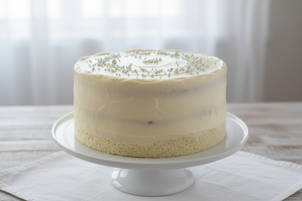 🌼 2 LBS ka ultimate Classic Taste! Yeh cake hai soft, fluffy Vanilla Sponge ka perfect example. Iski light, airy layers ko coat kiya gaya hai smooth, creamy vanilla buttercream ya ganache se. Simple, elegant, aur har kisi ko pasand aane wala classic flavor! Iski simplicity hi iski beauty hai.

🎁 Includes:
2 LBS (Approx. 0.9 \text{ kg}) of light and fluffy vanilla sponge cake.
Sweet, traditional vanilla buttercream/frosting.
Clean, classic white finish, often with sprinkles
FROM Sacha`s Baking Artist Karac