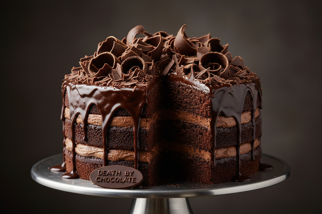 2 LBS ka ultimate Death By Chocolate Cake! Yeh itna rich, dense, aur chocolatey hai ke har bite mein jannat ka ehsaas hota hai. Ultimate chocolate indulgence.

🎁 Includes:

2 LBS (Approx. 0.9 kg) of intensely rich, multi-layered chocolate cake
Deep, dark chocolate flavor profile
Free custom message piping
From United King Bakery Karachi

💥 Perfect For:

Serious Chocolate Cravings, Birthdays, Special Indulgences, ya jab aapko bohat zyada aur gehra chocolate chahiye ho.