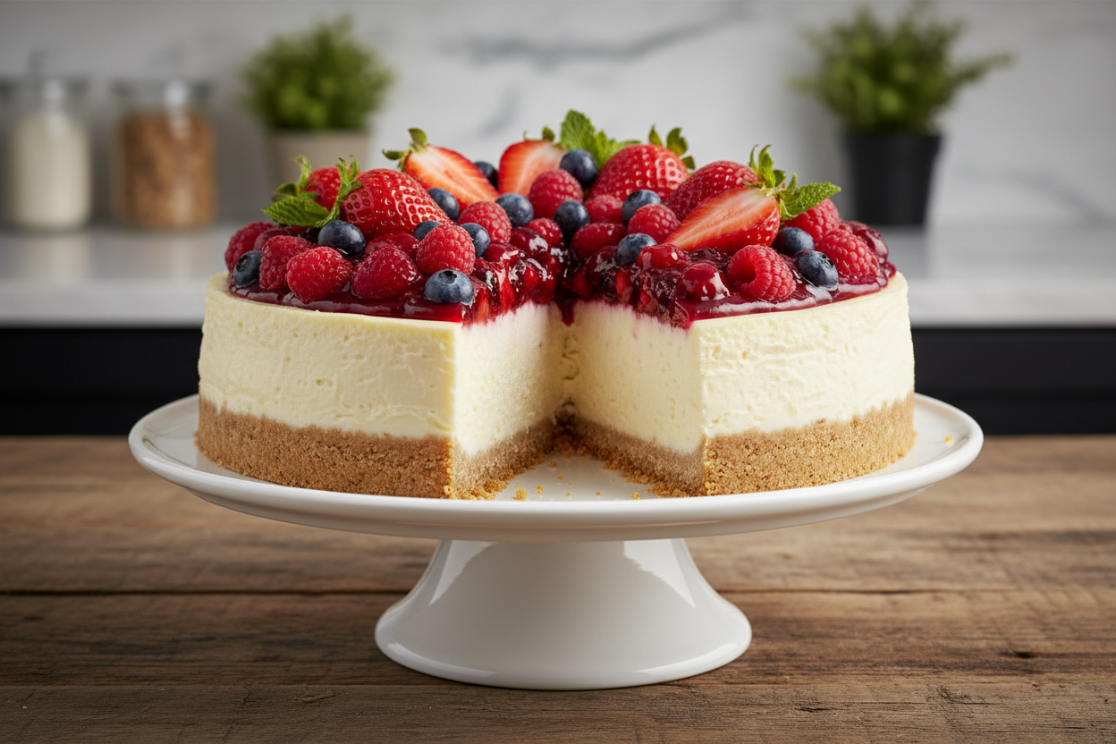 ✨ 3.5 LBS ka Creamy Berry Delight! Yeh Jammin Java Bakers (Faisalabad) ka special Berry Cheesecake hai. Isme buttery graham cracker crust, rich, smooth, aur tangy cream cheese filling, aur upar se mixed berry compote (jaise strawberries, raspberries, ya blueberries) aur fresh berries ki generous topping hoti hai. Soft, creamy, fruity, aur har cheesecake lover ke liye ek indulgent aur refreshing treat!



⚠️ Delivery Note



This product is available for delivery in Faisalabad only.



🎁 Includes:



3.5 LB