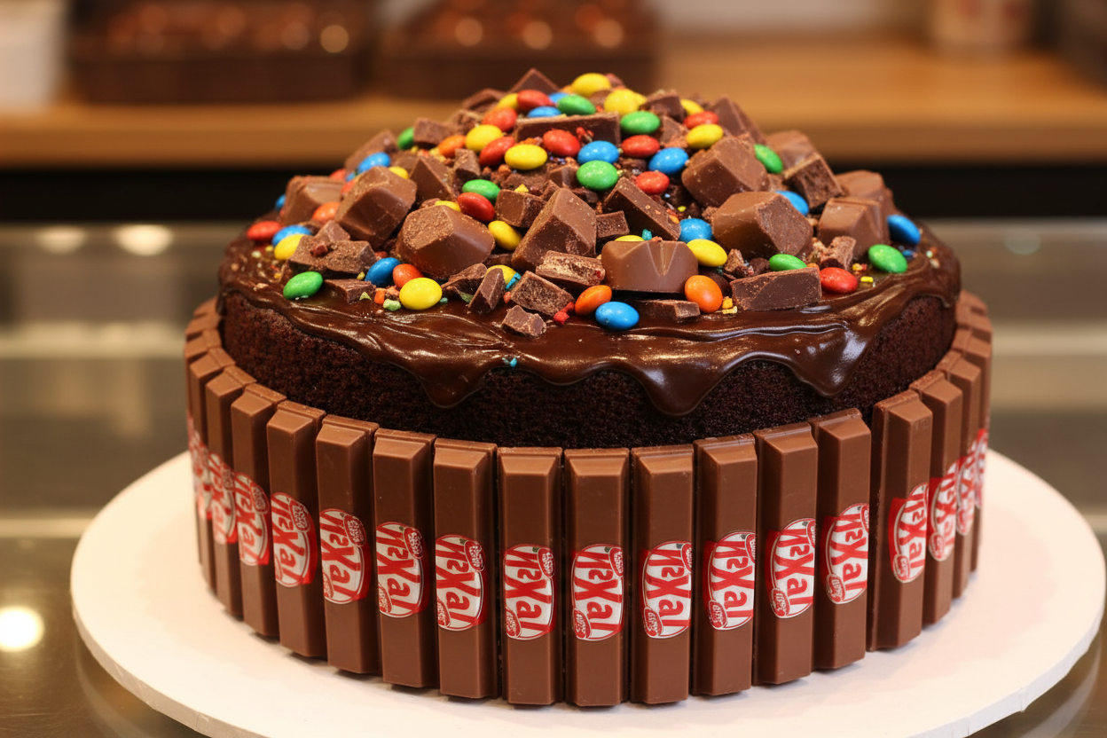 💥 3.5 LBS ka Crunchy Chocolate Dhamaka! Yeh Masoom's Bakery ka signature KitKat Cake hai. Moist chocolate sponge layers, jise rich chocolate ganache se cover kiya gaya hai, aur pure KitKat bars se cake ki boundary banayi gayi hai. Upar se colourful candies ya chocolate chunks ki topping. Crunchy, soft, delicious, aur har KitKat fan ke liye ek treat!

⚠️ Delivery Note

This product is available for delivery in Lahore only.

🎁 Includes:

From Masoom Bakers Lahore
