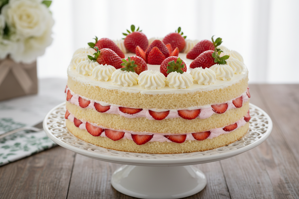 ✨ 3.5 LBS ka Fresh aur Fruity Strawberry Treat! Yeh Jammin Java Bakers (Faisalabad) ka popular Strawberry Cake hai.1 Isme light, fluffy sponge layers ko sweet whipped cream aur fresh strawberry slices ya strawberry filling ki generous layers se stack kiya gaya hai. Iska light aur sweet flavor ise har celebration ke liye ek perfect choice banata hai. Soft, moist, fruity, aur har strawberry fan ke liye ek delightful indulgence!





⚠️ Delivery Note



This product is available for delivery in Faisalabad only