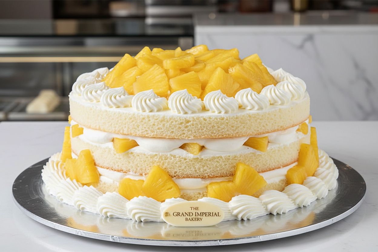 4.4 LBS ka bada aur refreshing Pineapple Cake! Pineapple ke fresh aur tangy zaiqe se bhara hua yeh cake garmiyon aur halki mithaas pasand karne walon ke liye behtareen hai. Halka sponge aur taazi cream isko ek lajawaab aur zinda-dil mithaas dete hain.

🎁 Includes:

4.4 LBS (Approx. 2 kg) of large, moist Pineapple Cake
Decorated generously with fresh or preserved pineapple pieces
Light and fluffy cream frosting
Free custom message piping
From MARRIOTT HOTEL
