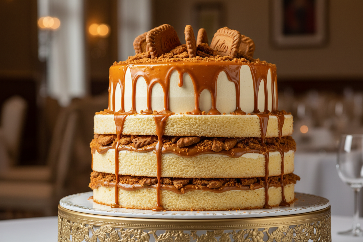 ✨ 4.4 LBS ka Grand Biscoff Sensation! Yeh Ramada Hotel ka luxurious Lotus Cake hai. Isme moist sponge layers ko creamy Biscoff spread aur crunchy Lotus Biscoff cookies ki generous filling se layered kiya gaya hai. Upar se thick, caramelized Lotus drizzle hoti hai. Full-size, soft, luxurious, aur large events ke liye ek must-try indulgence!

⚠️ Delivery Note

This product is available for delivery in Lahore only.

🎁 Includes:

4.4 LBS (Approx. $2.0 \text{ kg}$) of moist cake.

From Ramada Hotel Lahore
