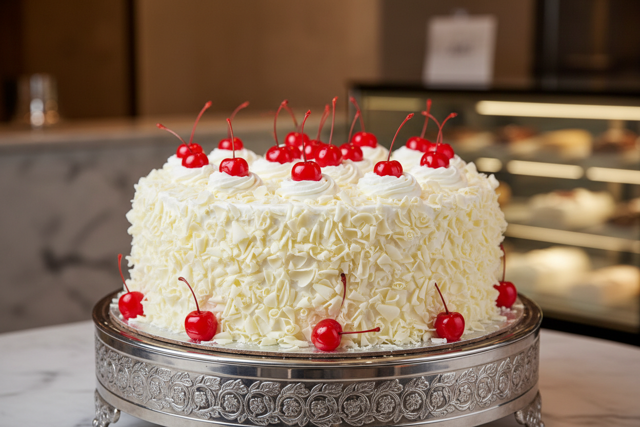 👑 4.4 LBS ka Grand Creamy Delight! Yeh Avari Hotel ka special White Forest cake hai. Light vanilla sponge layers, jise fresh whipped cream, sweet cherries, aur generous white chocolate shavings se layered kiya gaya hai. Full-size, soft, creamy, aur large gatherings ke liye ek elegant aur indulging treat!

⚠️ Delivery Note

This product is available for delivery in Lahore only.

🎁 Includes:

4.4 LBS (Approx. $2.0 \text{ kg}$) of light, moist vanilla sponge.

From Avari Hotel Lahore
