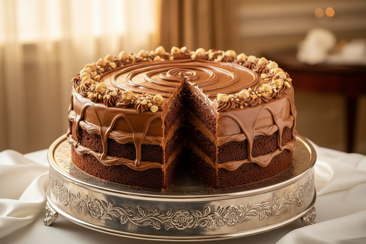 ✨ 4.4 LBS ka Grand Hazelnut Chocolate Dream! Yeh Ramada Hotel ka ultimate indulgent cake hai. Moist chocolate sponge layers, jise creamy, rich Nutella (hazelnut spread) frosting aur filling se generously layered kiya gaya hai. Upar se Nutella drizzle aur hazelnut pieces se garnish kiya jata hai. Full-size, soft, creamy, rich, aur large gatherings ke liye ek luxurious treat!

⚠️ Delivery Note

This product is available for delivery in Lahore only.

From Ramada Hotel Lahore
