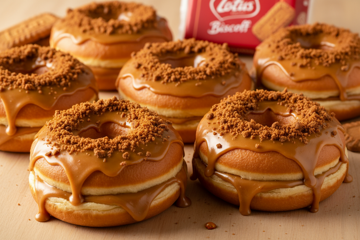 ✨ 6 pieces of caramelized biscoff heaven! Yeh hain soft aur fluffy donuts jinhe fill kiya gaya hai creamy Lotus Biscoff Spread se. Upar se iska signature caramelized Biscoff crunch drizzle aur crushed Lotus Biscoff biscuits ki topping hai. Yeh spiced, sweet, aur crunchy treat aapka naya favorite ban!
6 pieces of large, melt-in-your-mouth yeast-raised donuts.
Smooth, spiced Lotus Biscoff Spread filling.
Topped with Biscoff glaze and generous crumbles of original Lotus biscuits.
From Del Frio Bakery Karachi