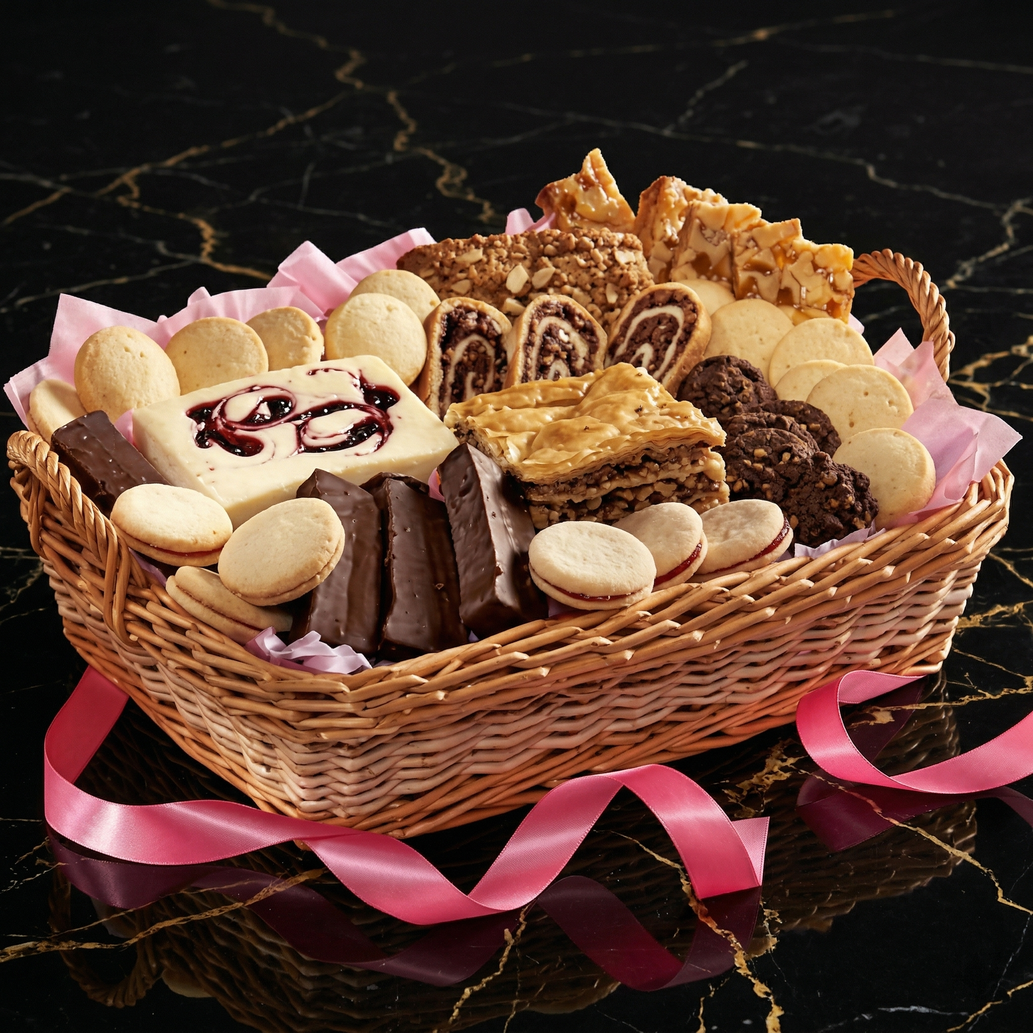The Grand Tea-Time Feast – 2 KG Premium Mix Bakery Biscuits in Basket