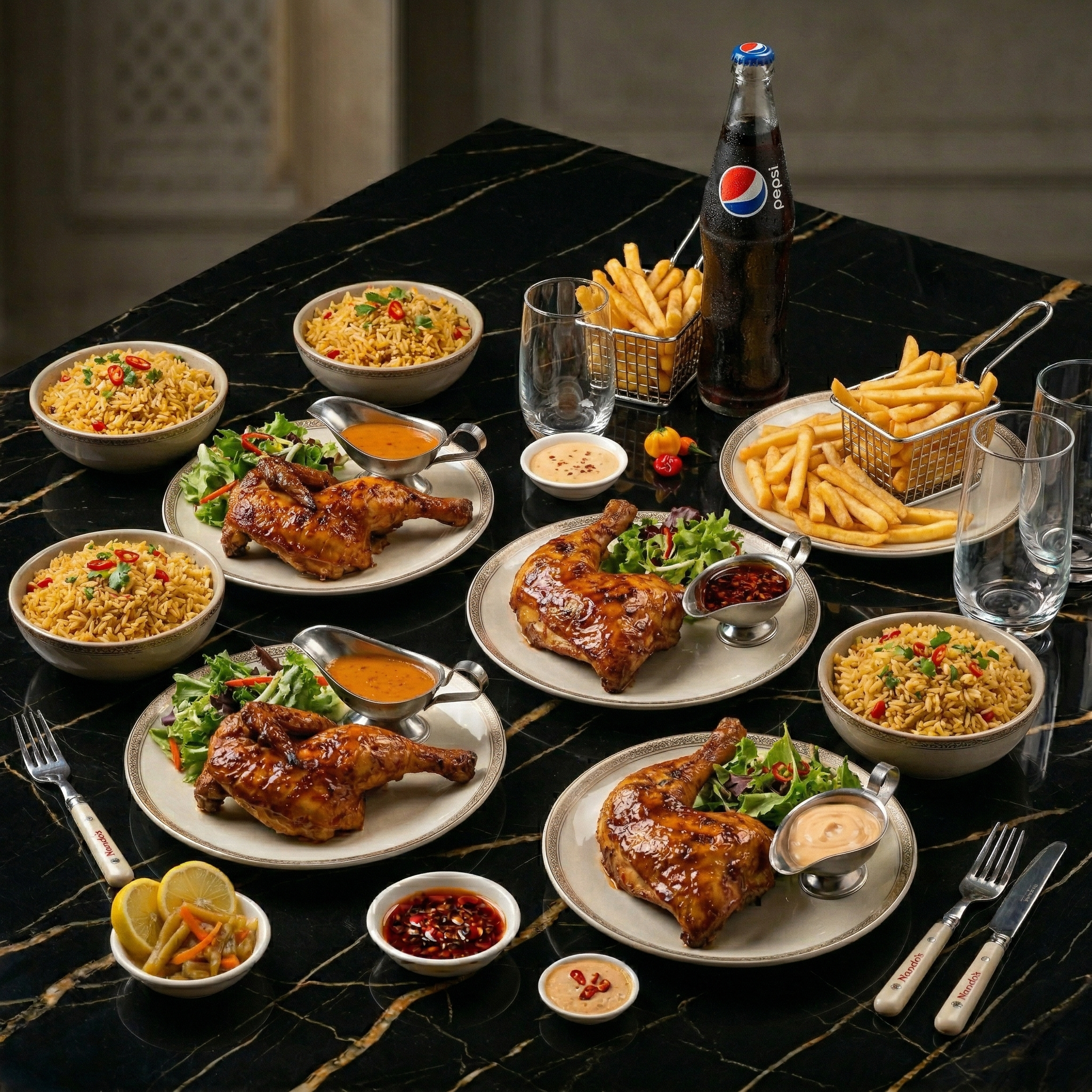 Nando’s Afro-Luso Family Feast – 5 Quarter Chickens & Spicy Sides