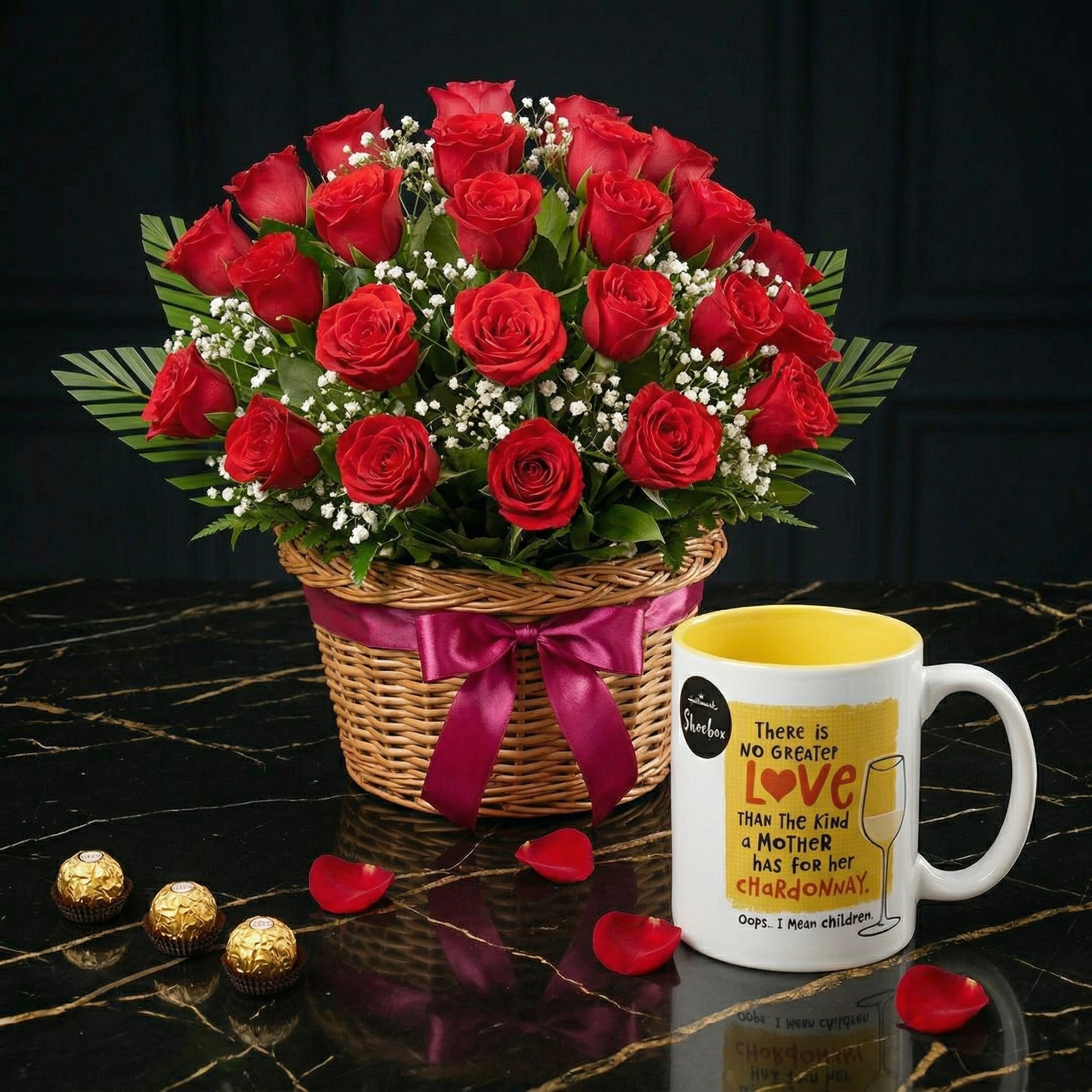 The Personalized Petal & Message Combo – 2 Dozen Red Roses & Custom Text Mug