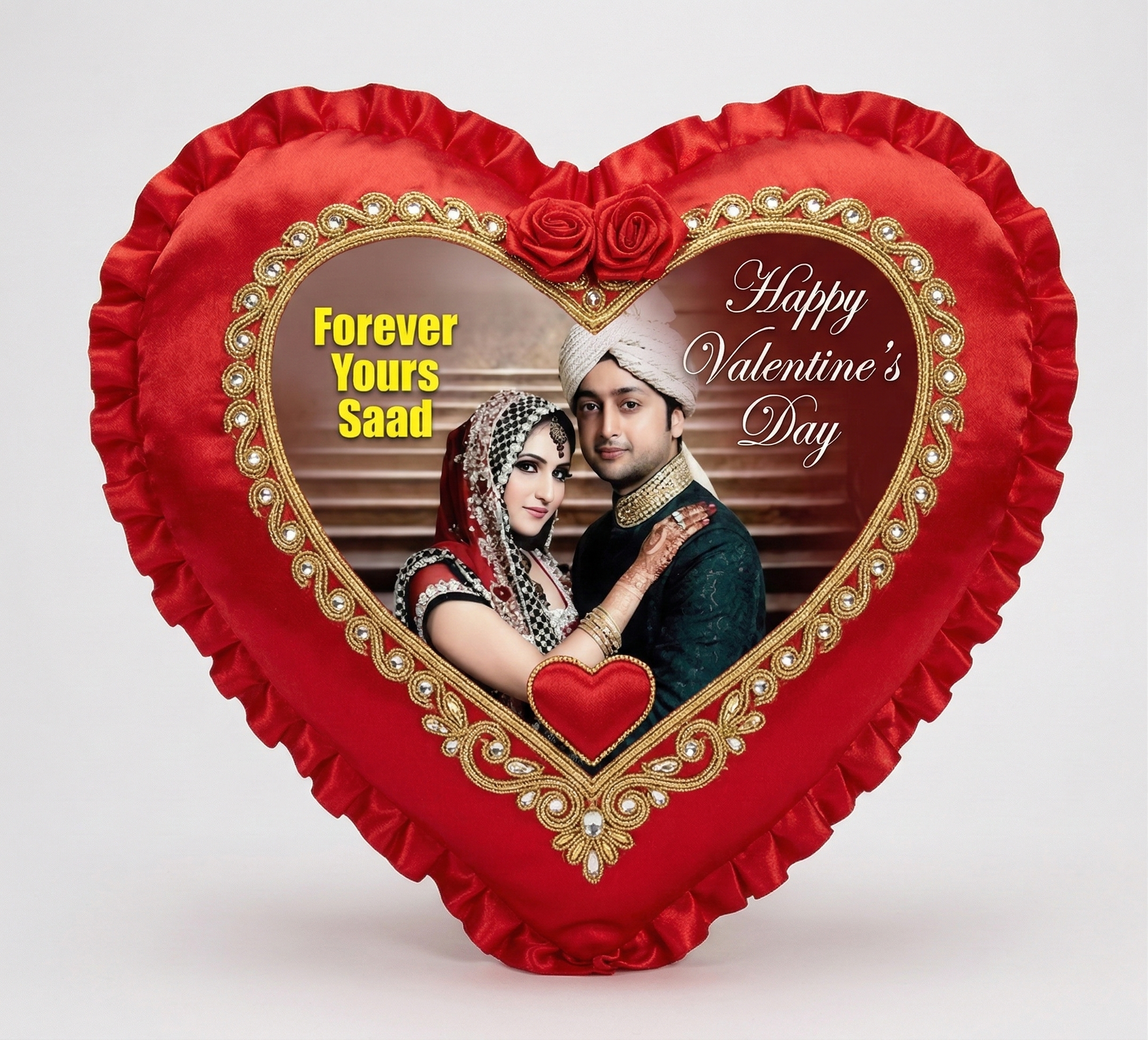 Personalized Picture and Message on Heart Pillow