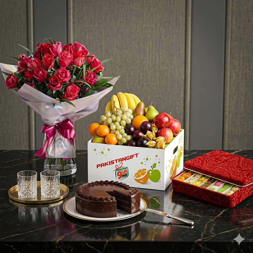The Grand Imperial Celebration – 24 Red Roses, 5-Star Cake, 7 KG Fruits & 2 KG Mithai
