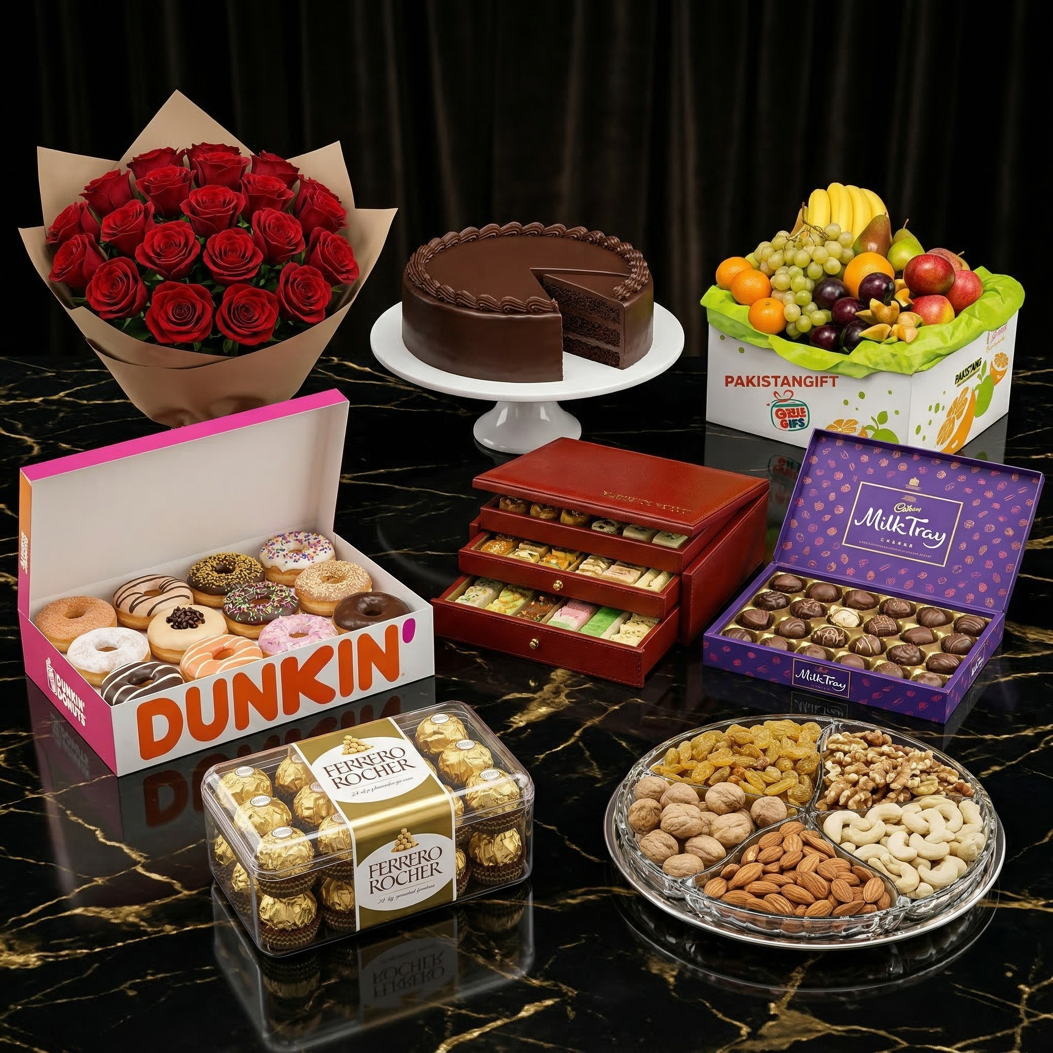 The Ultimate Imperial Celebration – Flowers, Cake, Mithai, Donuts, Fruits & Gourmet Treats