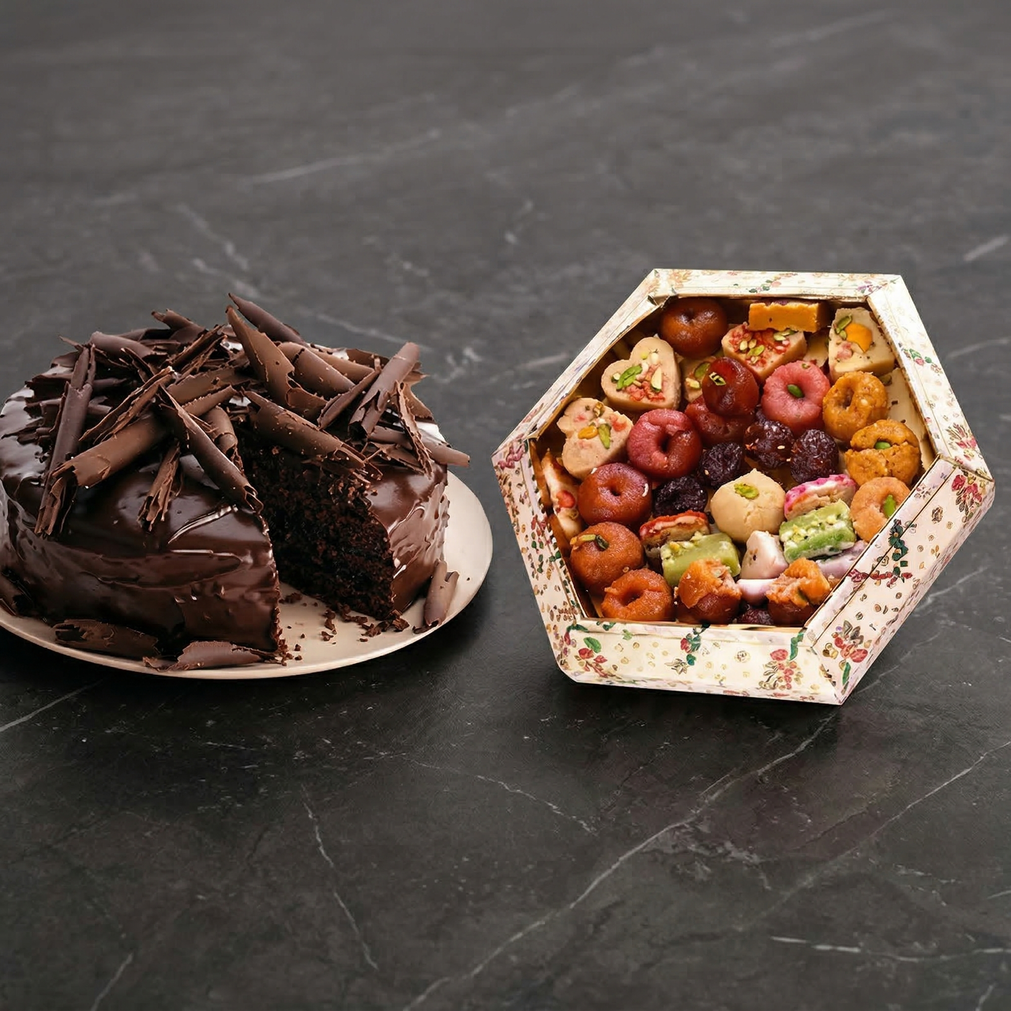 The Royal Sweet Feast – 4.4 Lbs 5-Star Hotel Cake & 4 KG Mix Mithai
