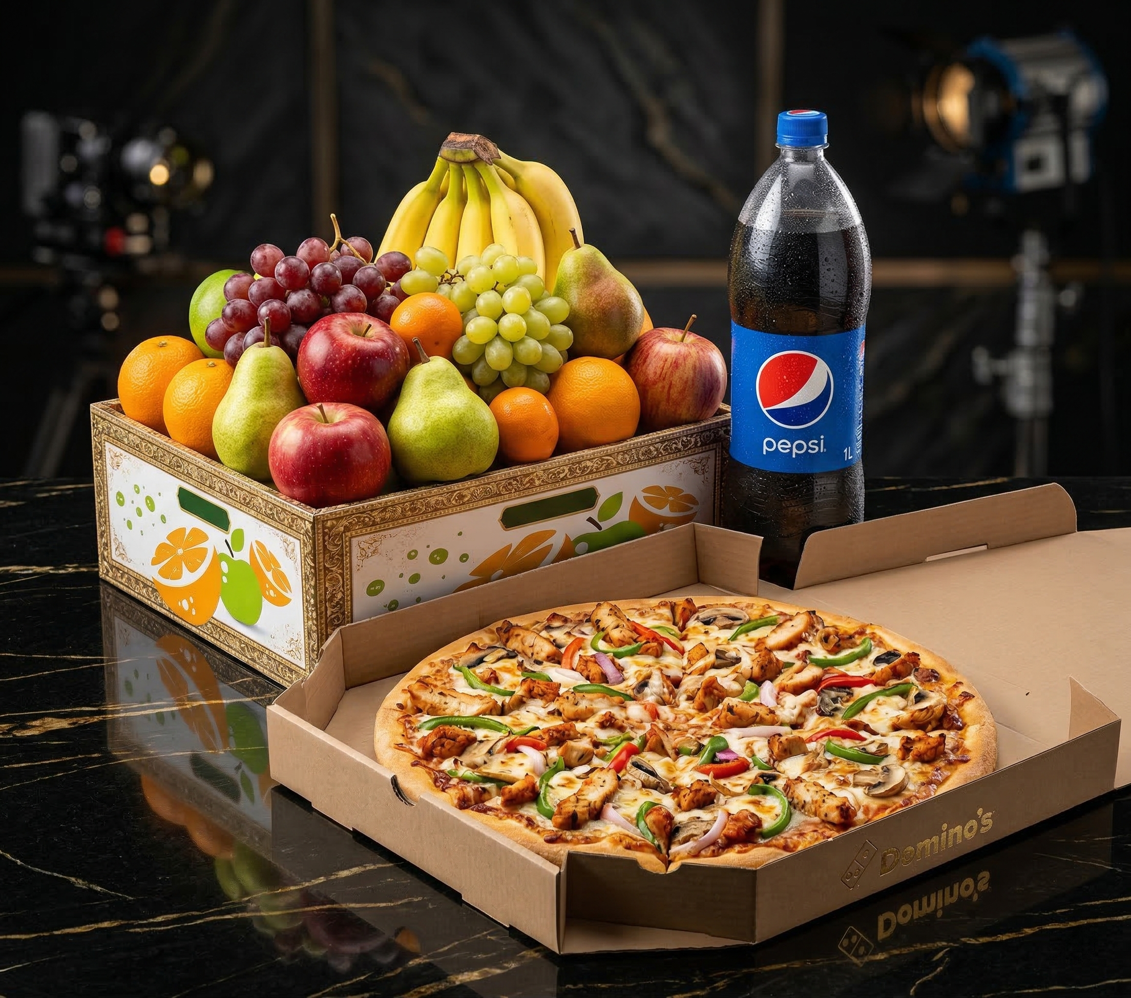 The Family Feast & Fresh Harvest – 7 KG Fruit Basket & Domino’s Pizza Meal