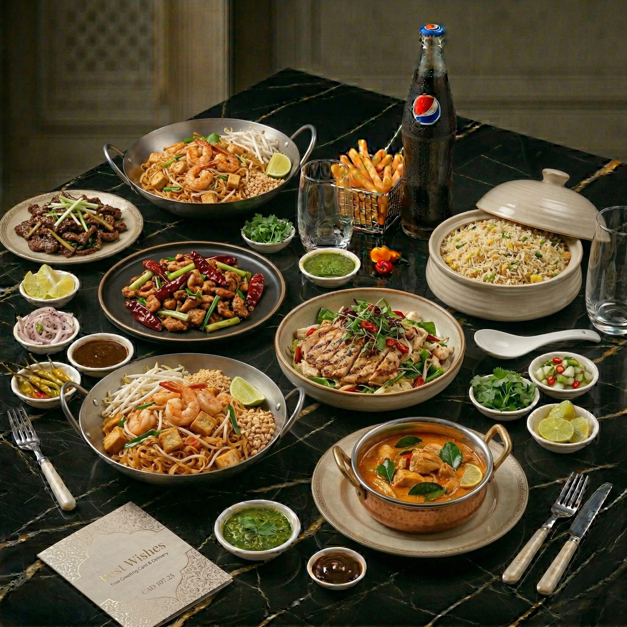 Pan Asian Gourmet Feast – Thai Curry, Szechuan Chicken & Pad Thai