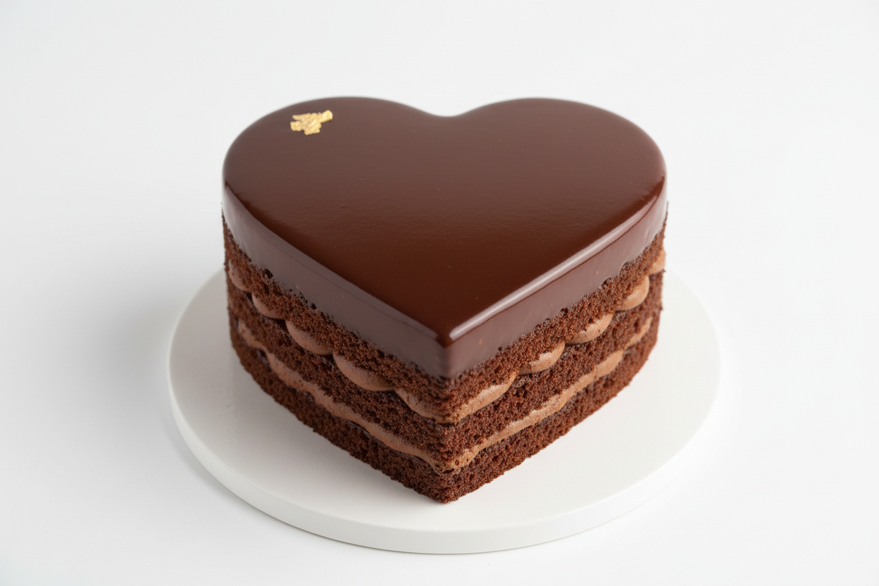 

🍫 Chocolate aur Mohabbat ka Perfect Blend! Rich chocolate sponge, smooth chocolate ganache se cover kiya gaya hai, aur sab kuch beautiful heart shape mein. Decadent, moist, aur perfect for gifting your loved one!

🎁 Includes:

2.2 LBS (Approx. 1.0 \text{ kg}) of rich chocolate cake.
Smooth chocolate frosting/ganache.
Perfect heart shape for romantic expression.
Free custom message piping &amp; delivery.

Exactly from From Sheraton Hotel Lahore