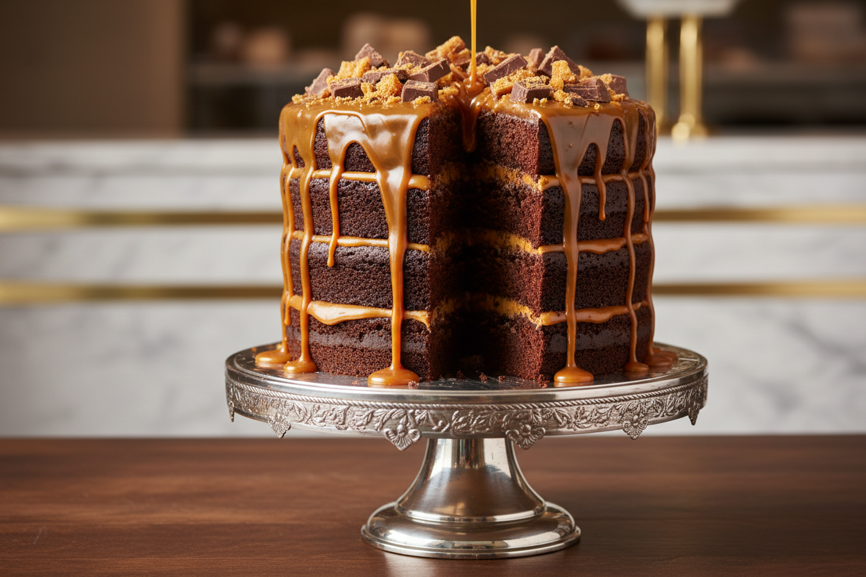 Chocolate aur toffee (caramel) ka mazedaar jod—2 LBS ka yeh cake double maza deta hai! Rich chocolate cake aur gooey toffee/caramel ki filling aur topping isko ek bahut hi meetha aur addictive dessert banati hai.

🎁 Includes:

2 LBS (Approx. 0.9 kg) of chocolate cake with a sweet toffee flavor profile
Contains caramel/toffee filling or topping
Free custom message piping
From Pie in the Sky Bakery Karachi
