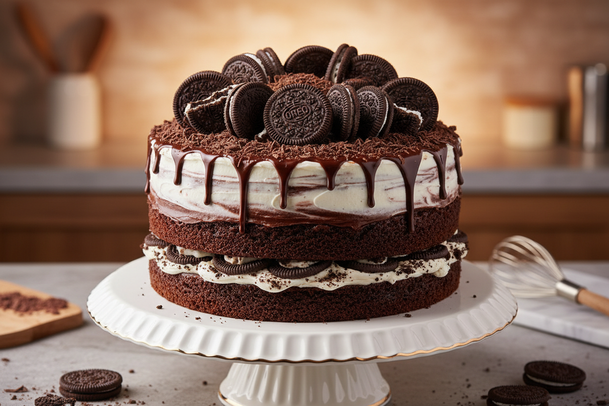 Chocolate ki richness aur Oreo ka crunch—2.2 LBS ka yeh cake double maza deta hai! Moist chocolate cake ki layers aur oreo ki creamy filling aur topping isko bachon aur badon, sabka favourite bana deti hai. Har bite mein crunch aur chocolate ka fusion.

🎁 Includes:

2.2 LBS (Approx. 1 kg) of chocolate cake blended with Oreo cookie pieces
Creamy Oreo-flavored frosting and topping
Highly popular and crowd-pleasing flavor
Free custom message piping
FROM Hob Nob Cafe Karachi