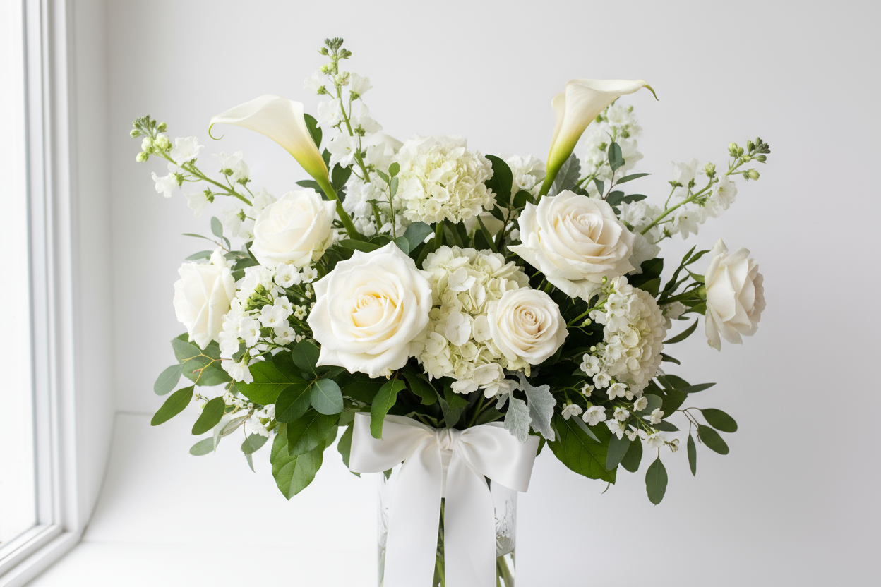 Exquisite Imported white Bloom aik be-misaal arrangement hai jo dūr-dil phoolon ki khubsurti aur ada se saja-sawarna hai. Har phool import kiya hua hai, roshan rangon aur dil ko chhoo lene wali boo ke sath—ye bouquet un lamho ke liye hai jo khas hon, jinhen yaadgar banana ho.

Har bloom carefully selected hai taake har petal perfection mein ho, aur jab ye phool aap tak pahunchein — tasveer-si nazar ayein — jis tarah se nazar aaye, ussi tarz se mehkoom karein.

Kyun Chunein Exquisite Imported Bloom?

