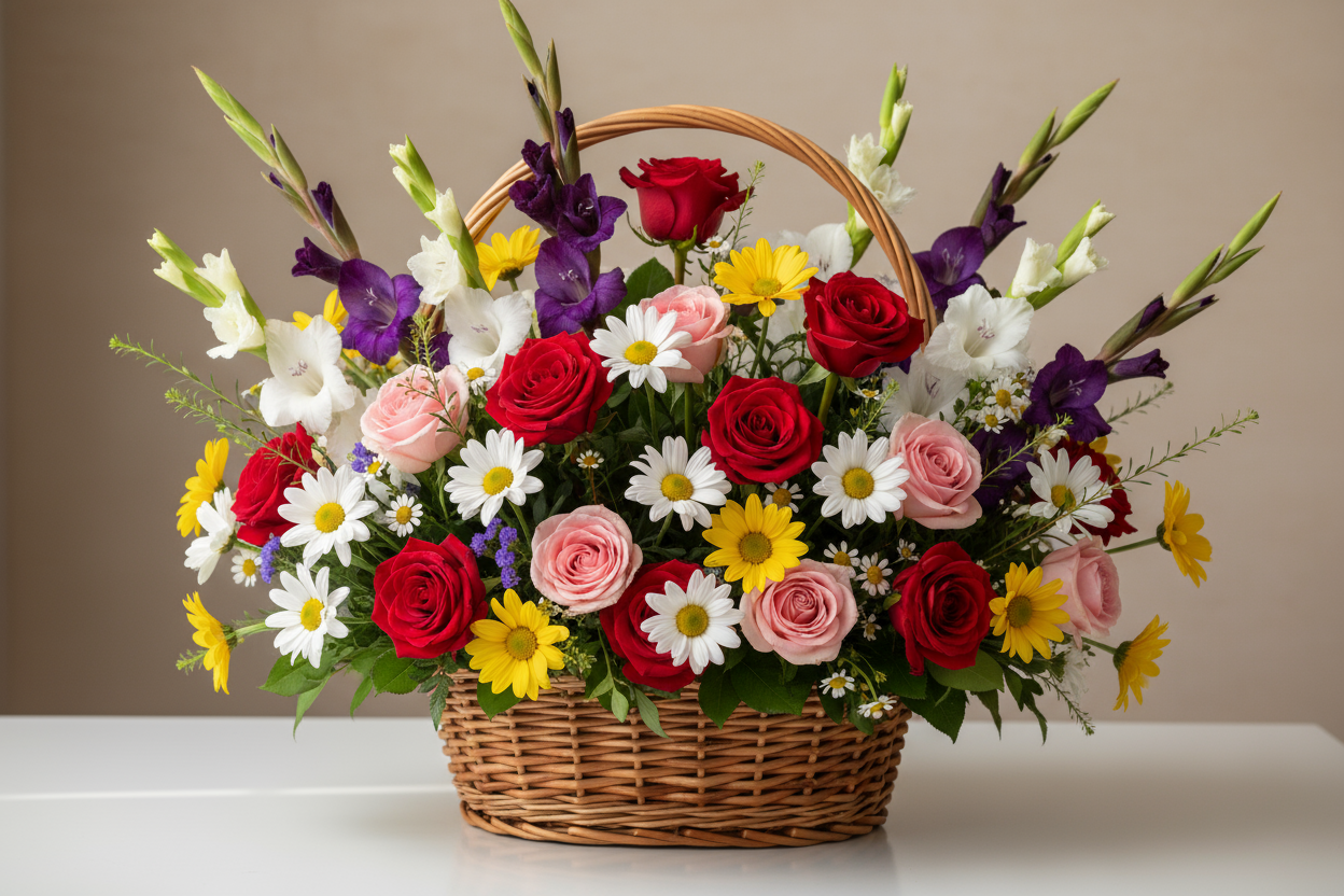 follow exactly and look very very realistic

Choti Imported Flower Basket — 40 mix flowers (Roses, Gladiolus, Daisy). Ek khushbu aur rangon bhara tohfa.

🎁 Includes:
Approx. 40 mix flowers
Free greeting card &amp; delivery

💐 Perfect For:
Housewarming, get well soon, or festive gifts